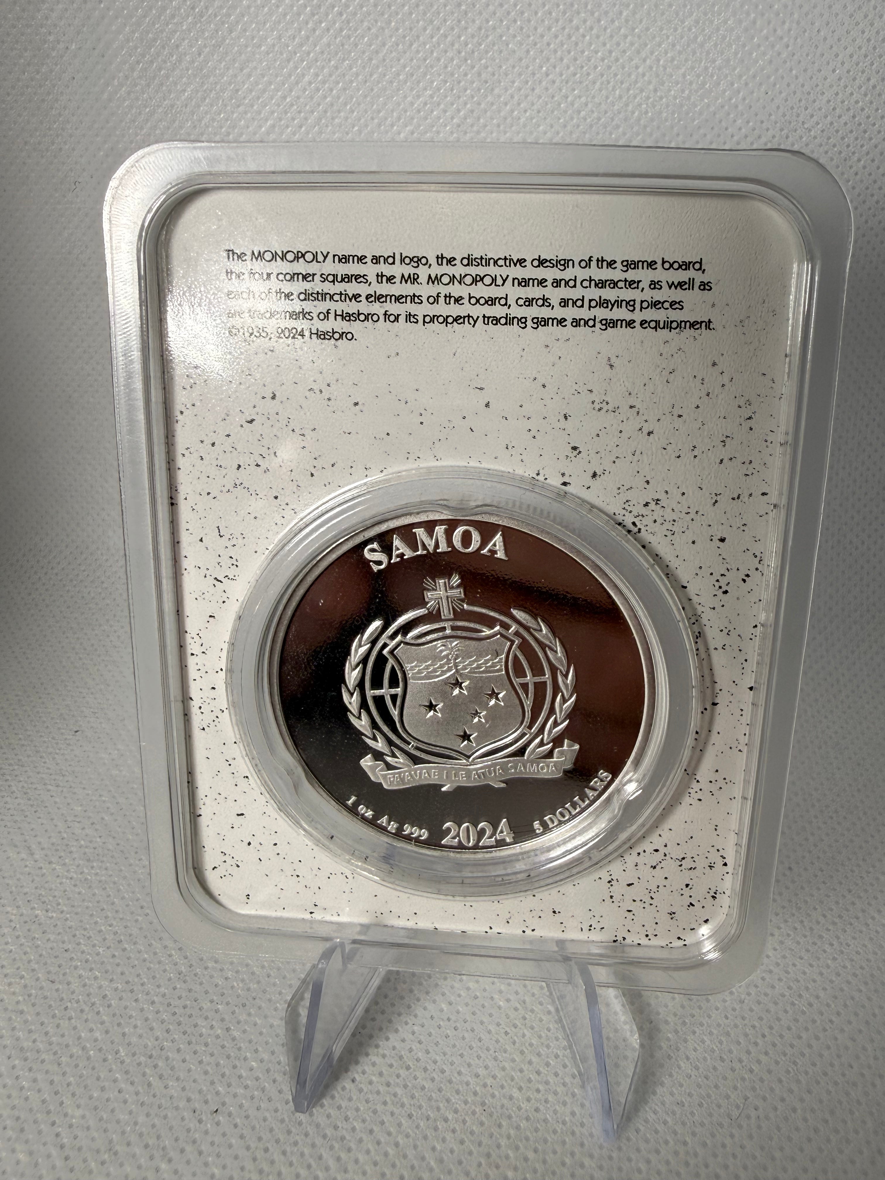2024 Samoa Mr. Monopoly Colorised 1 oz Pure Silver Coin~ VERY LOW MINTAGE & RARE In TEP
