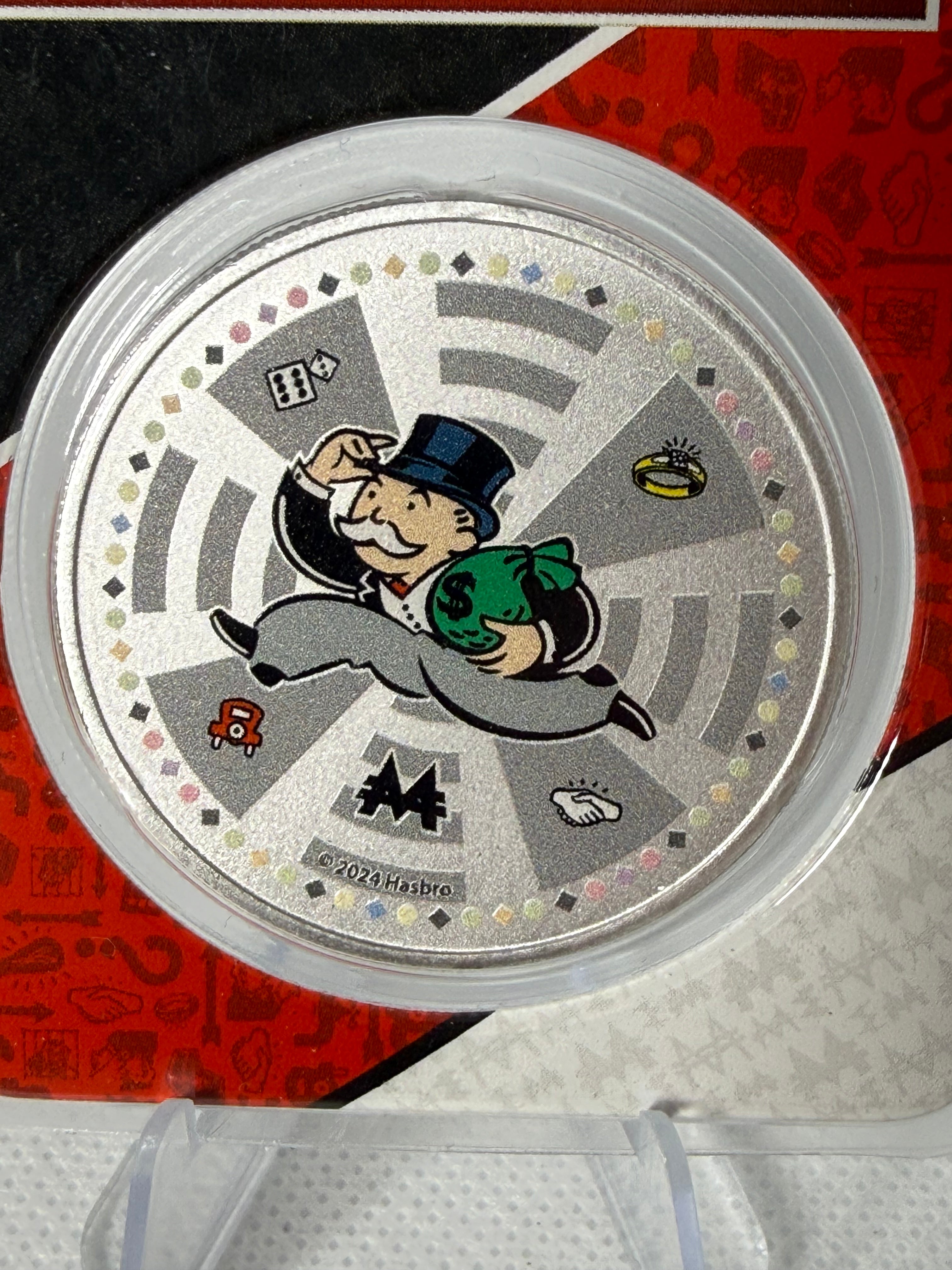 2024 Samoa Mr. Monopoly Colorised 1 oz Pure Silver Coin~ VERY LOW MINTAGE & RARE In TEP