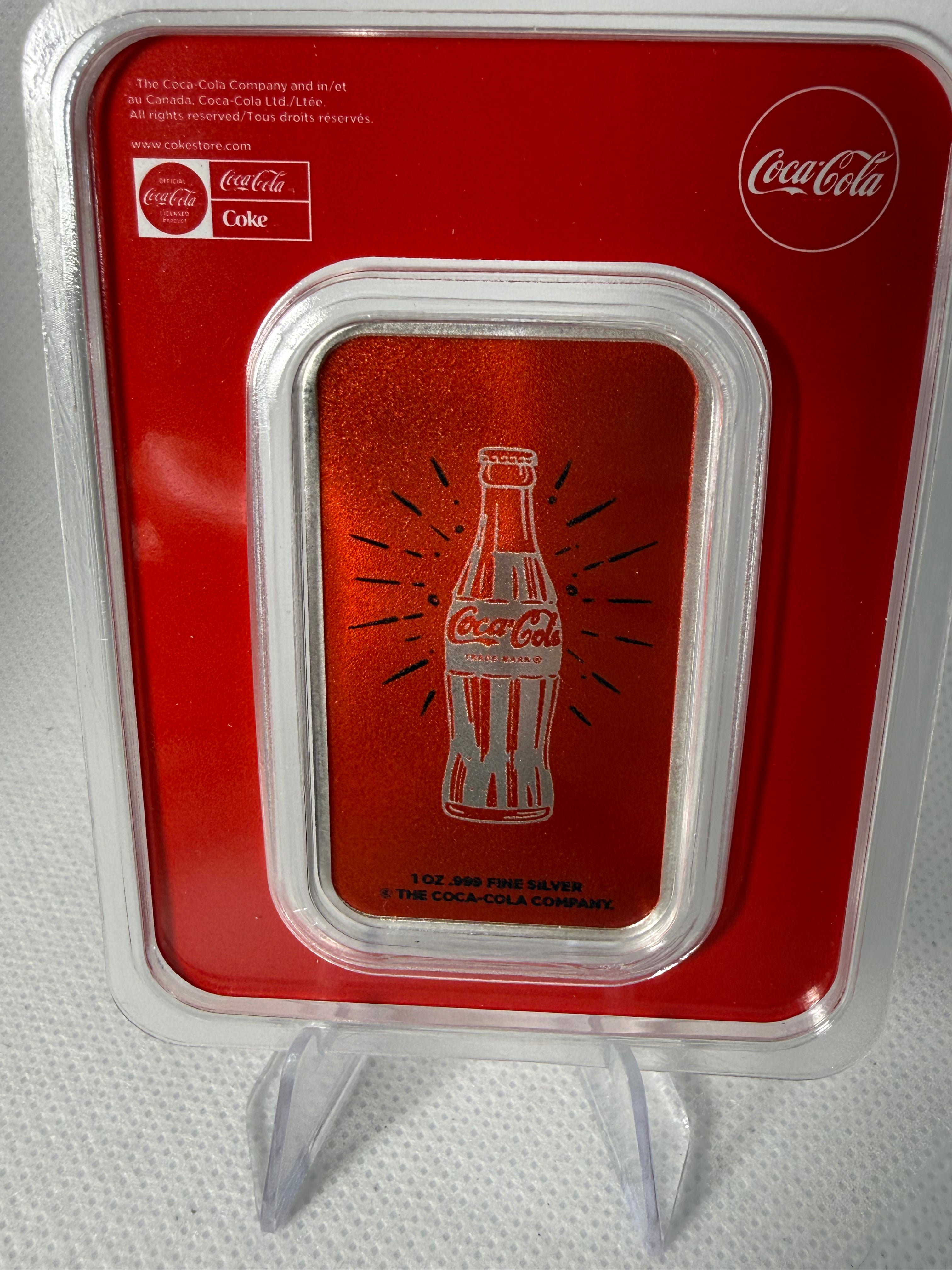 Coca Cola Route 66 1 oz Fine 999 Silver Bar with Colourised in TEP