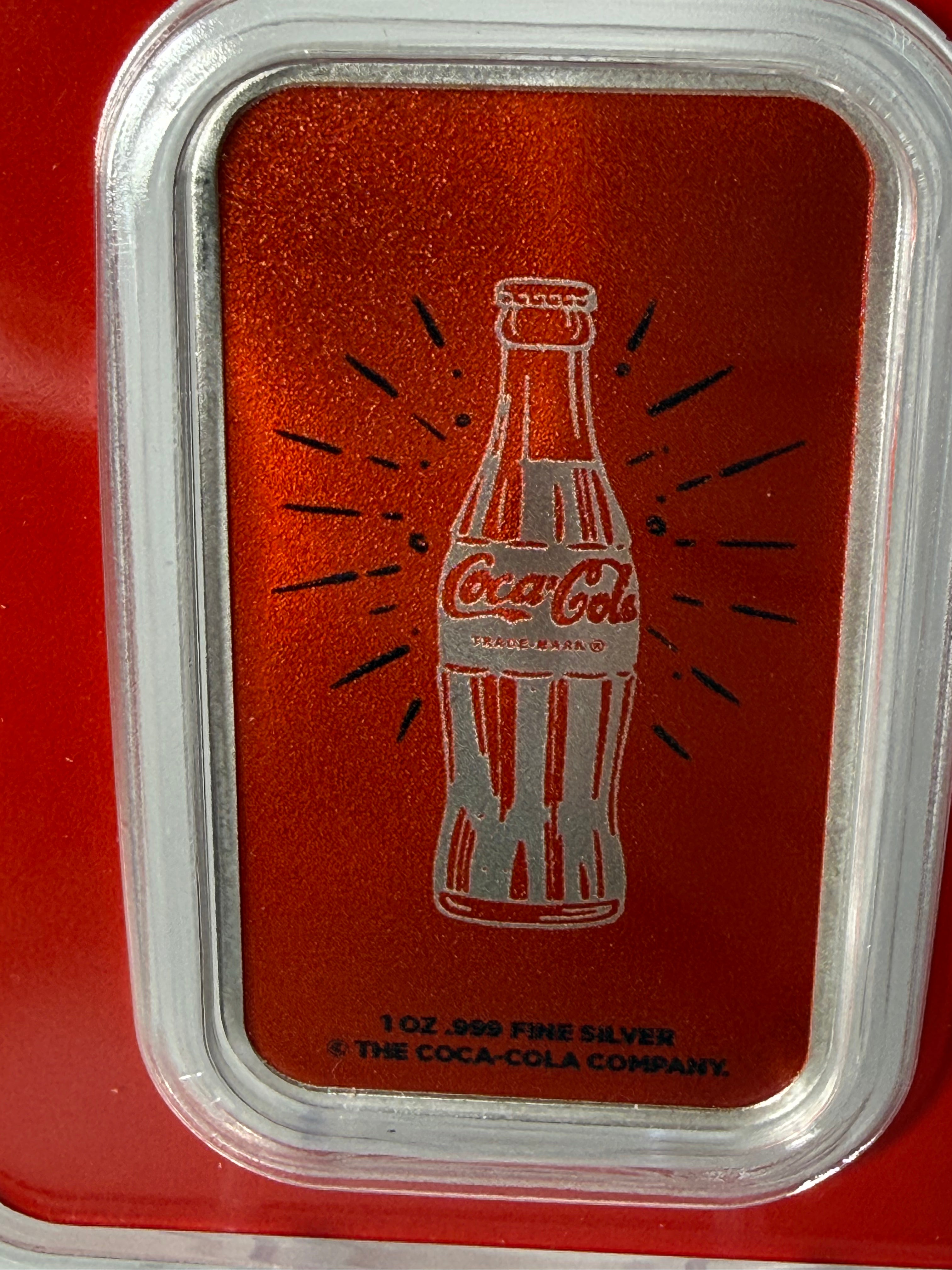 Coca Cola Route 66 1 oz Fine 999 Silver Bar with Colourised in TEP