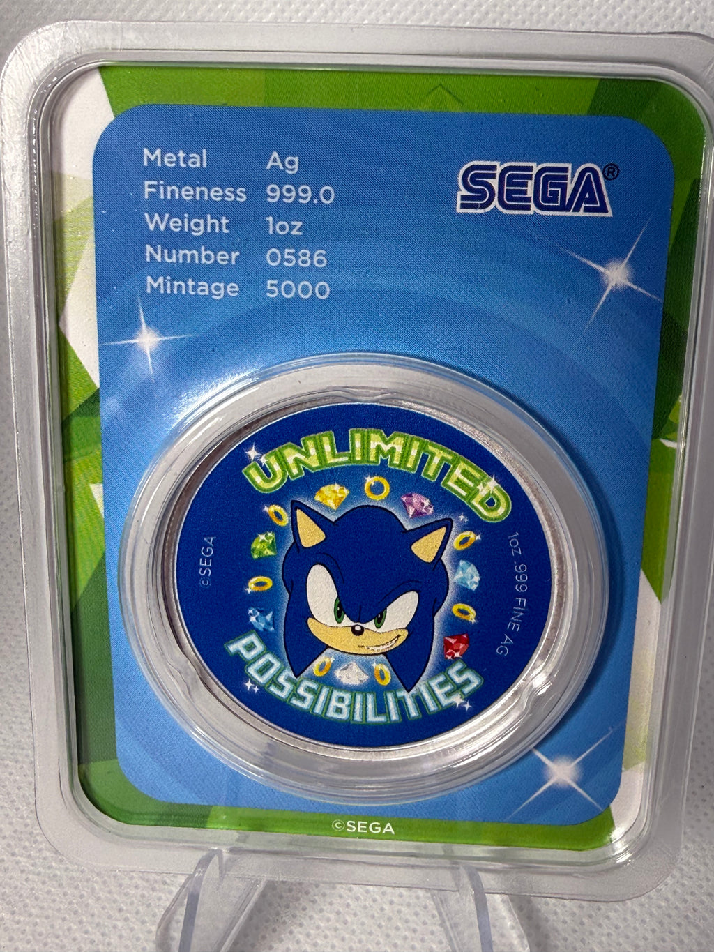 Sonic the Hedgehog 1 oz Fine 999 Silver Round in TEP Limited Edition