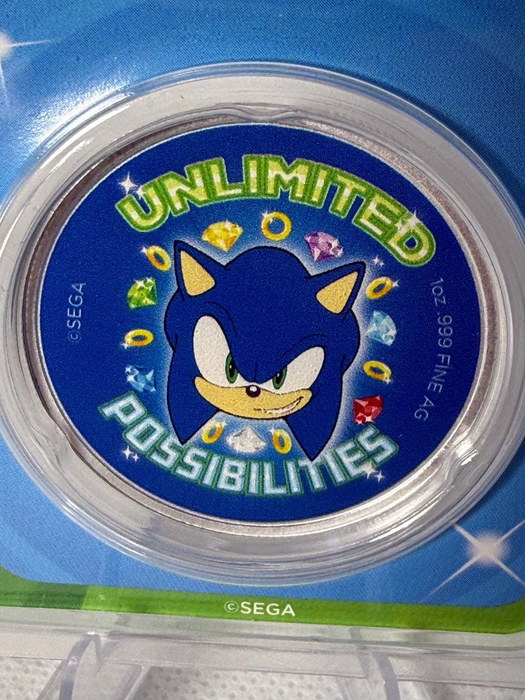 Sonic the Hedgehog 1 oz Fine 999 Silver Round in TEP Limited Edition