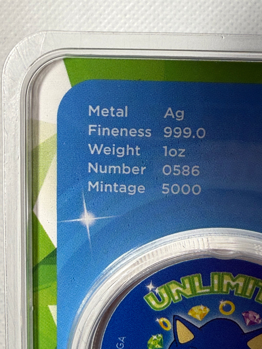 Sonic the Hedgehog 1 oz Fine 999 Silver Round in TEP Limited Edition