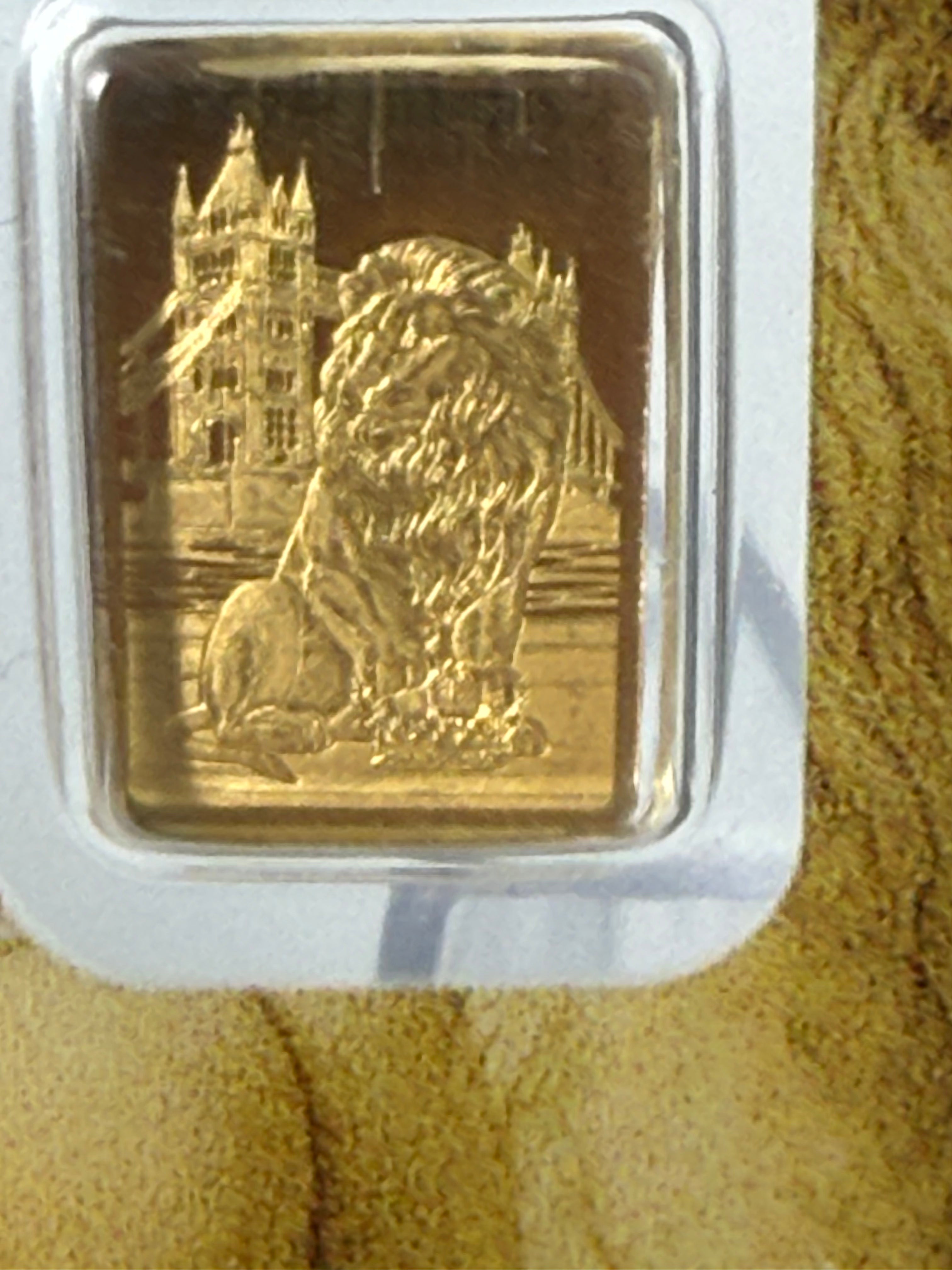 Lion of England 0.5g PAMP Fine 999.9 Gold Bar in Assay