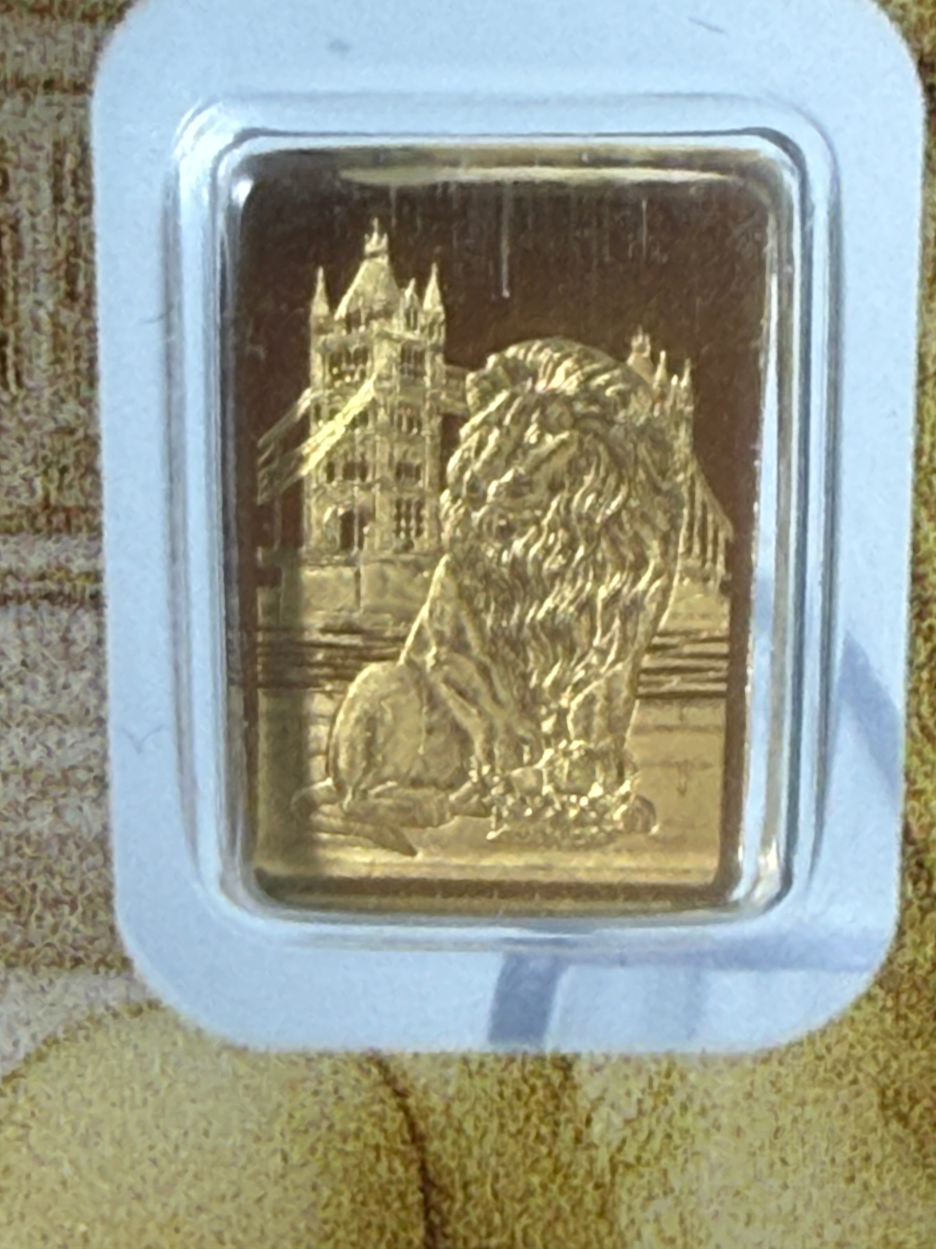 Lion of England 0.5g PAMP Fine 999.9 Gold Bar in Assay