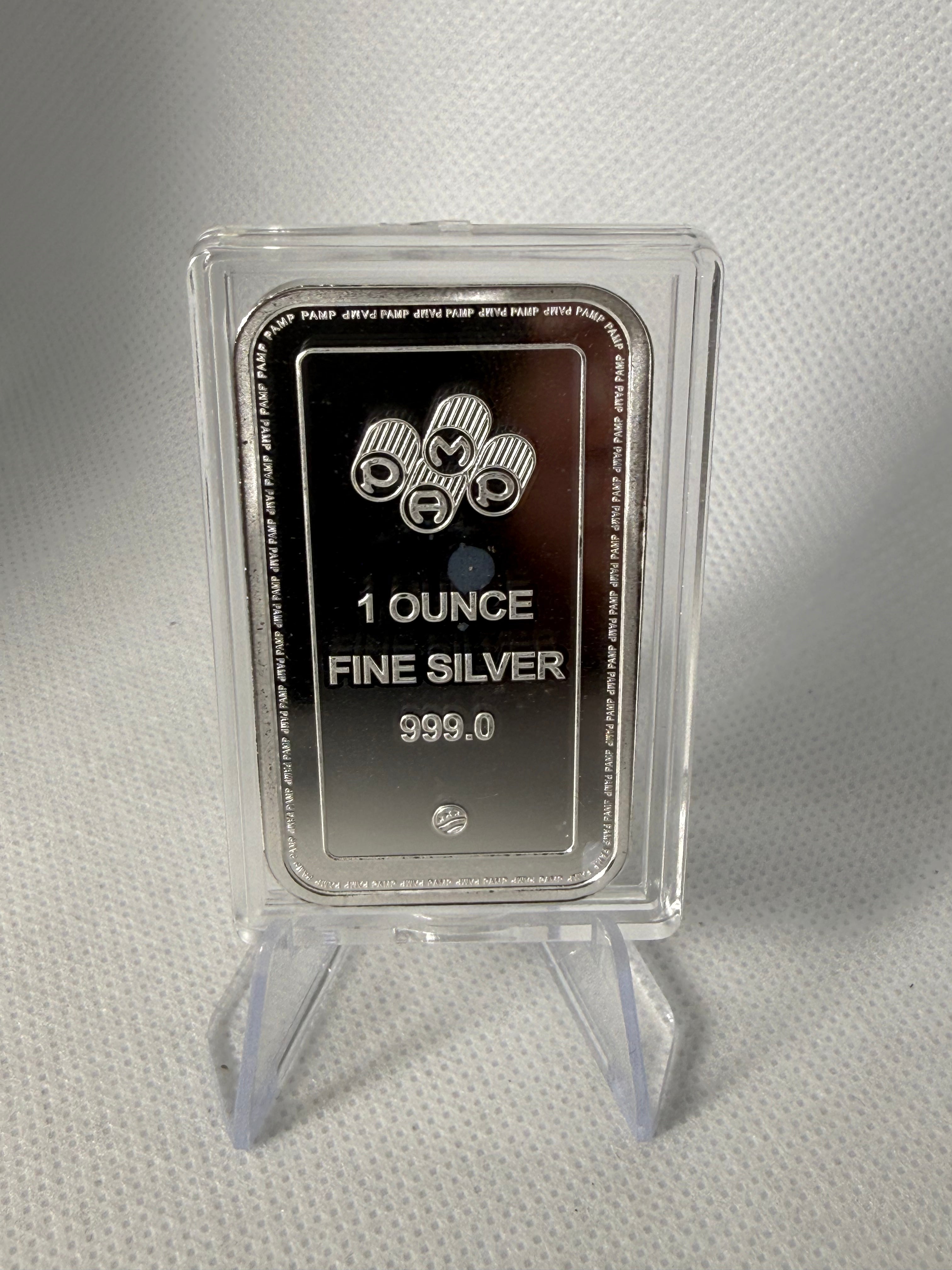 PAMP 1 oz Fine 999 Silver Bar in capsule
