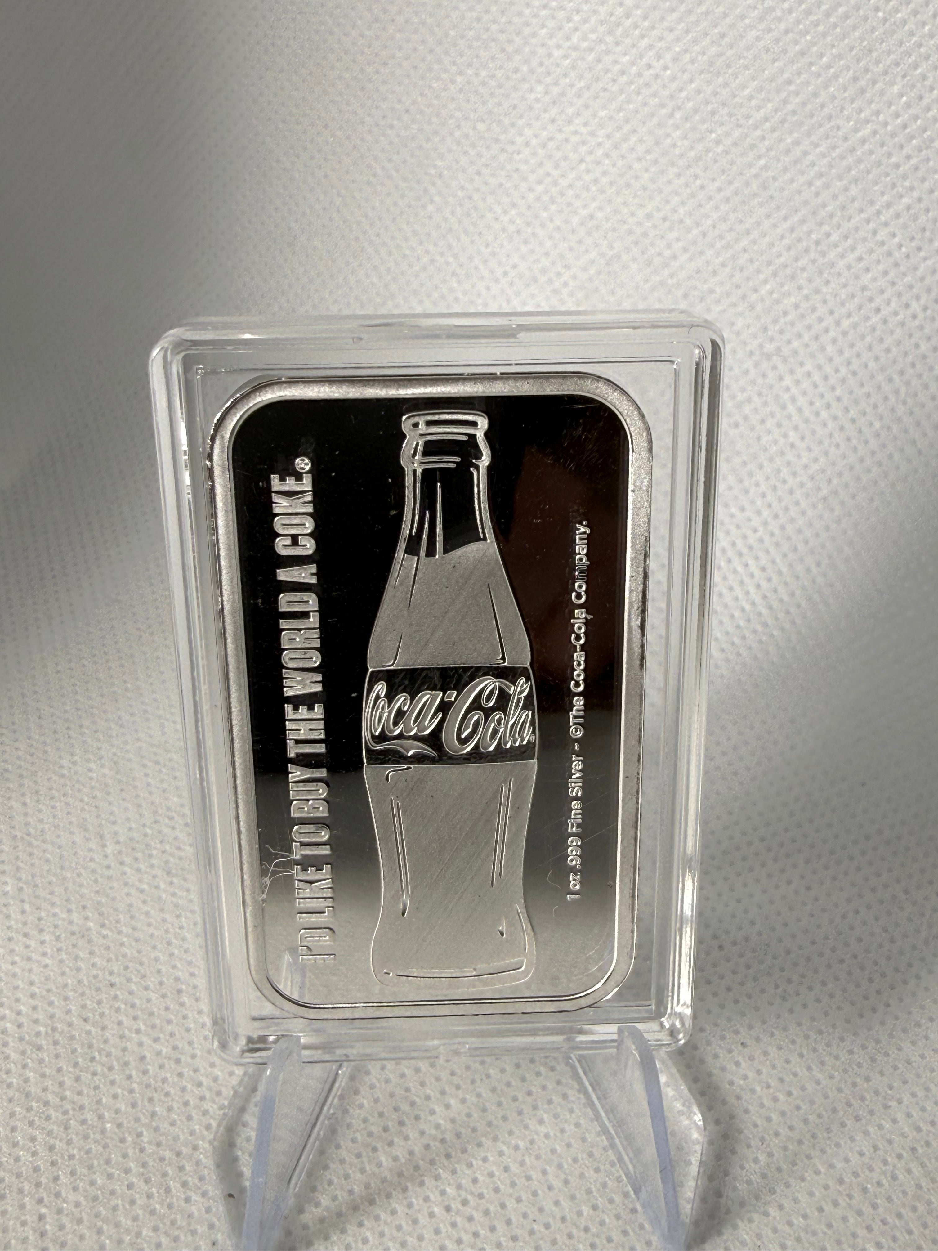 Coca Cola Bottle Design 1 oz Fine 999 Silver Bar in Capsule