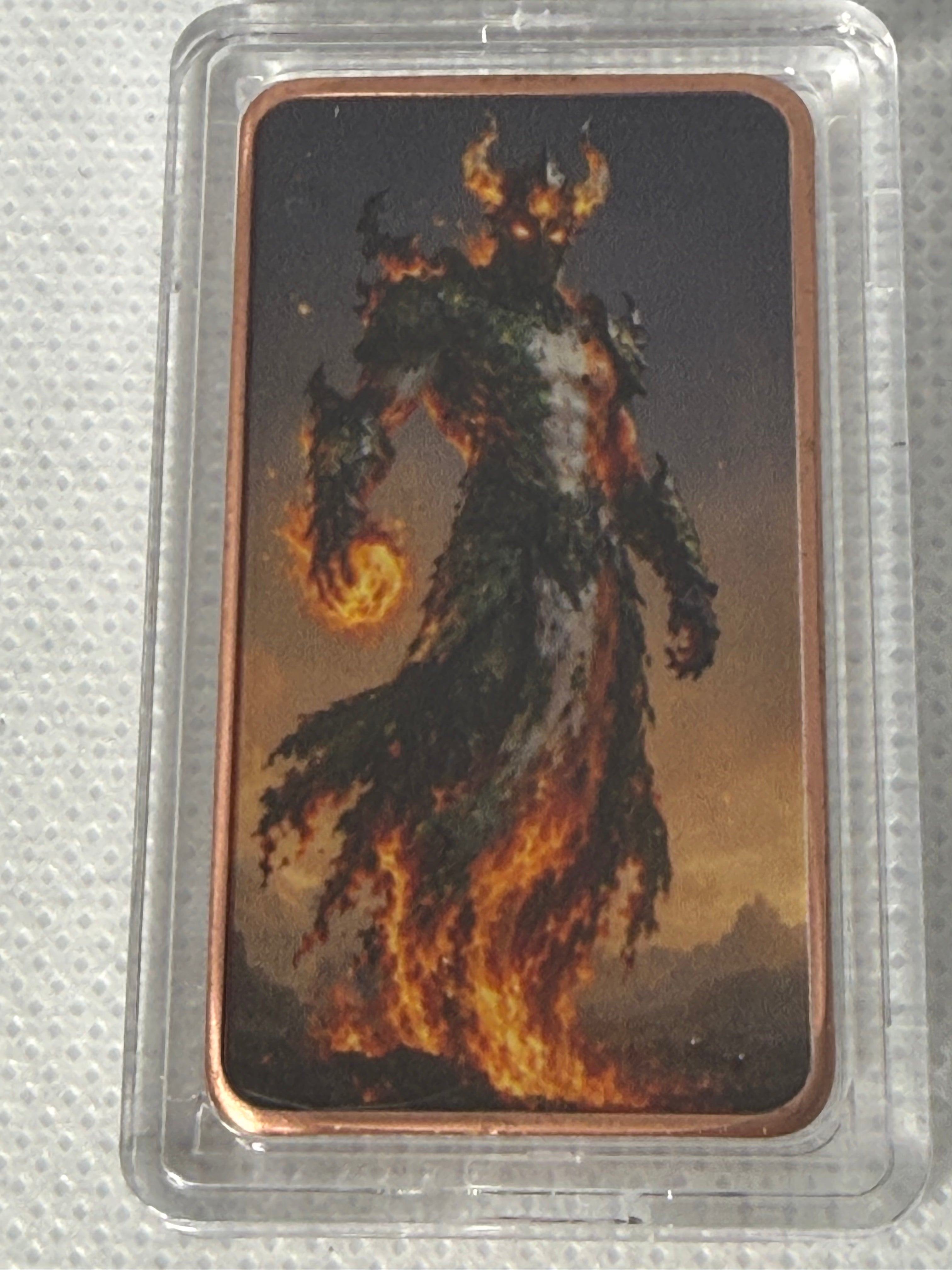 4 Nations - Surtur / Fire Lord with Nation top and Ball 1 oz Fine Copper Bar in Capsule New - Rare - Limited Mintage