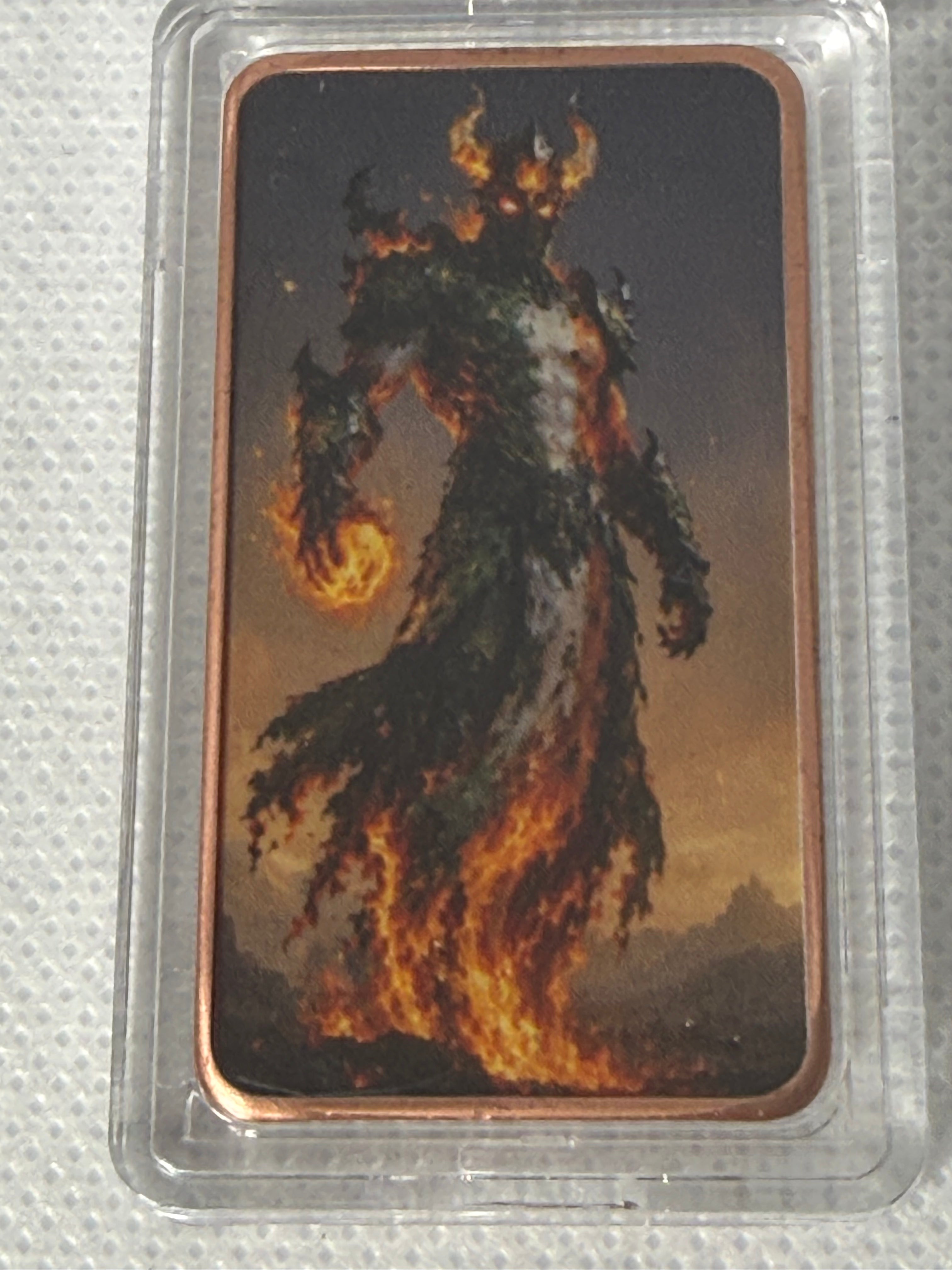 4 Nations - Surtur / Fire Lord with Nation top and Ball 1 oz Fine Copper Bar in Capsule New - Rare - Limited Mintage