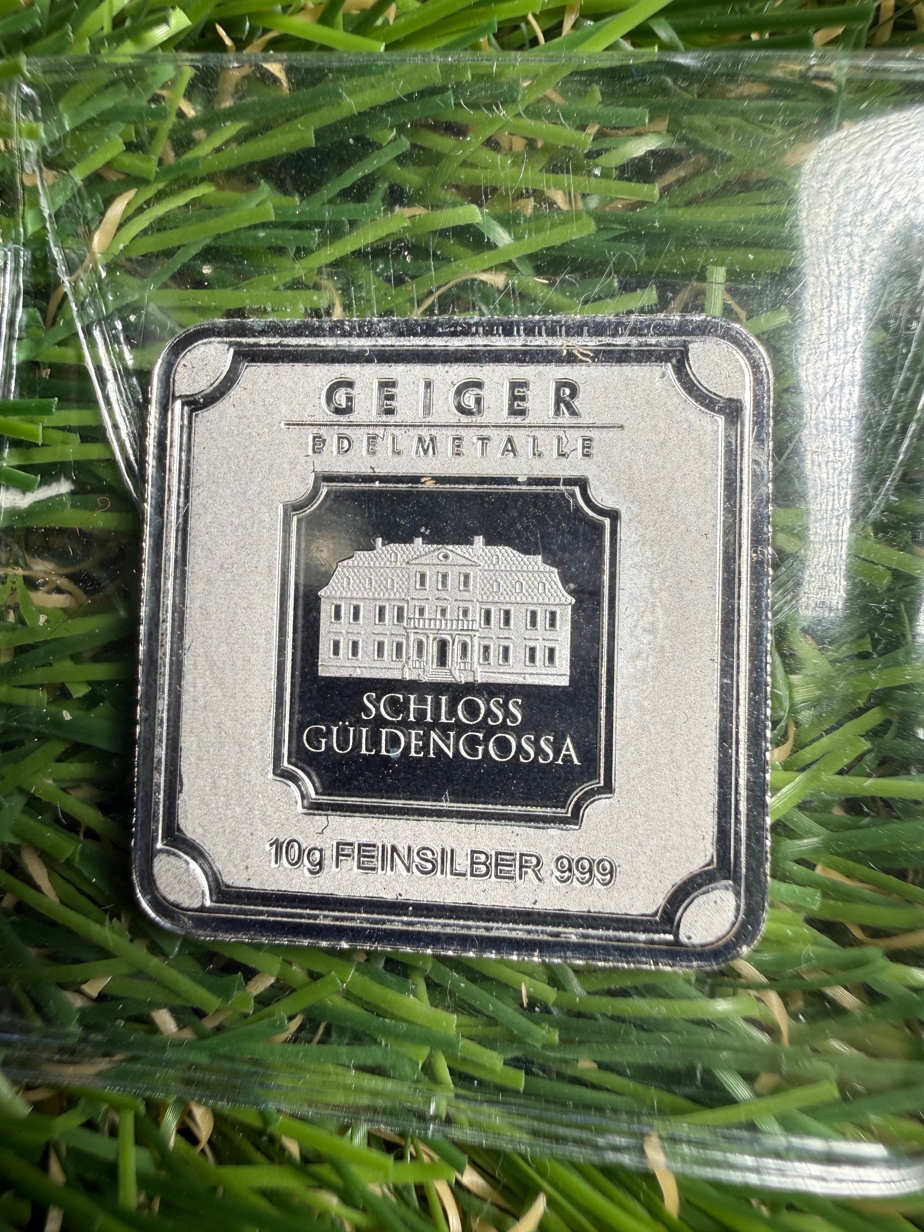 10 Gram Geiger Fine 999 Silver Bar - Loose in coin flip