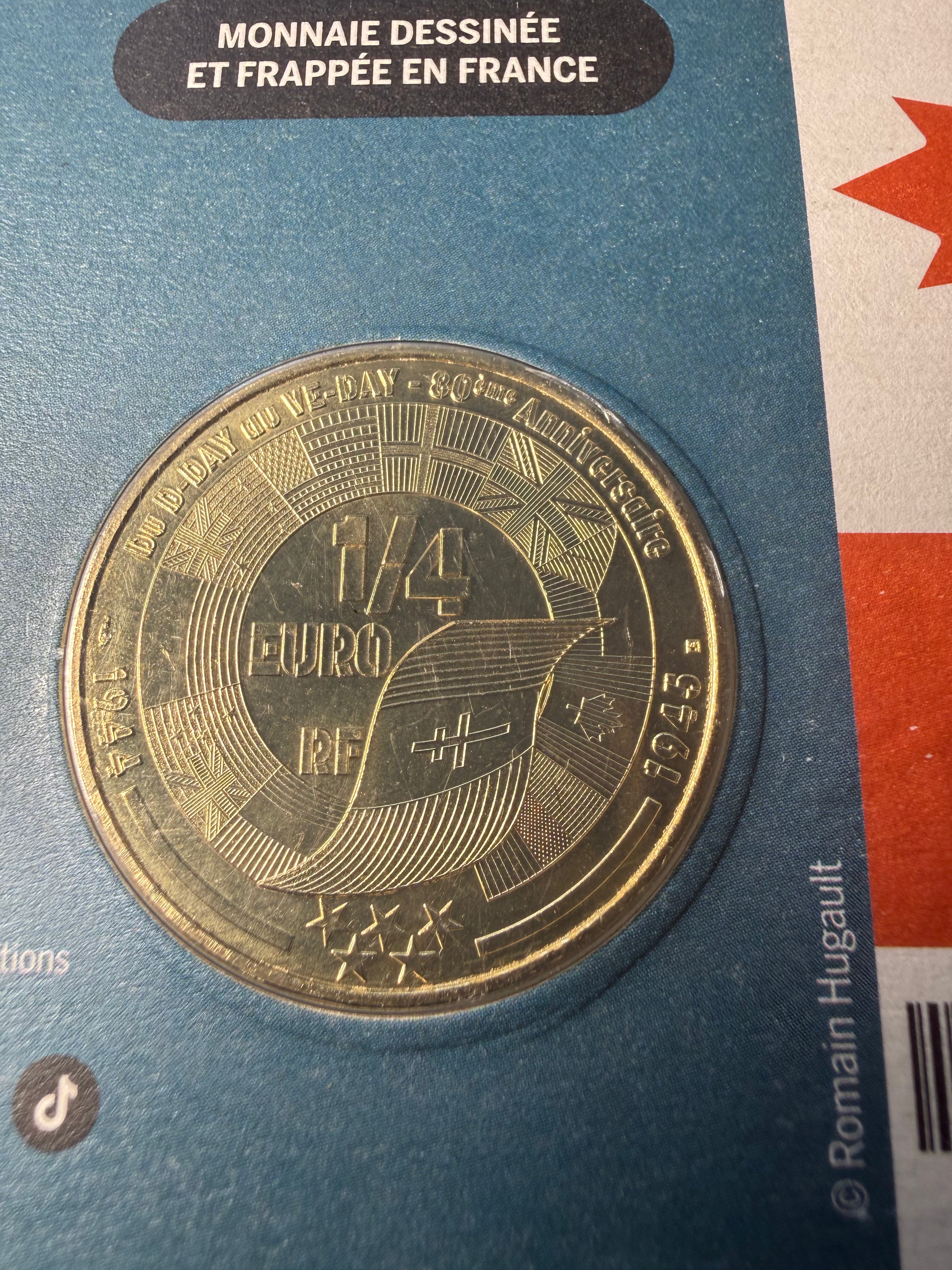 Monnaie De Paris 1/4 Euro D-Day VE Day 80th Anniversaries Coin Collection in Presentation Pack