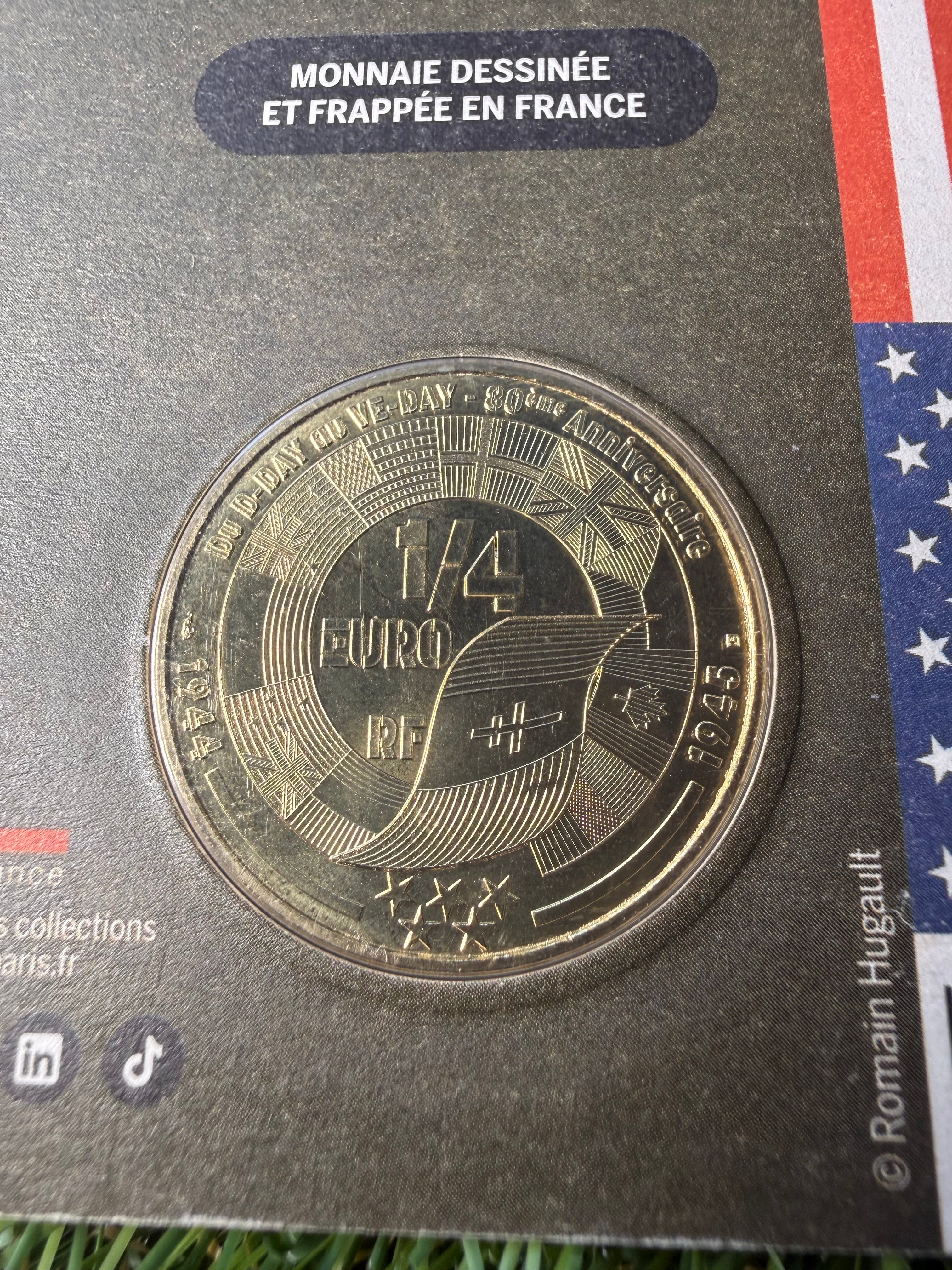 Monnaie De Paris 1/4 Euro D-Day VE Day 80th Anniversaries Coin Collection in Presentation Pack