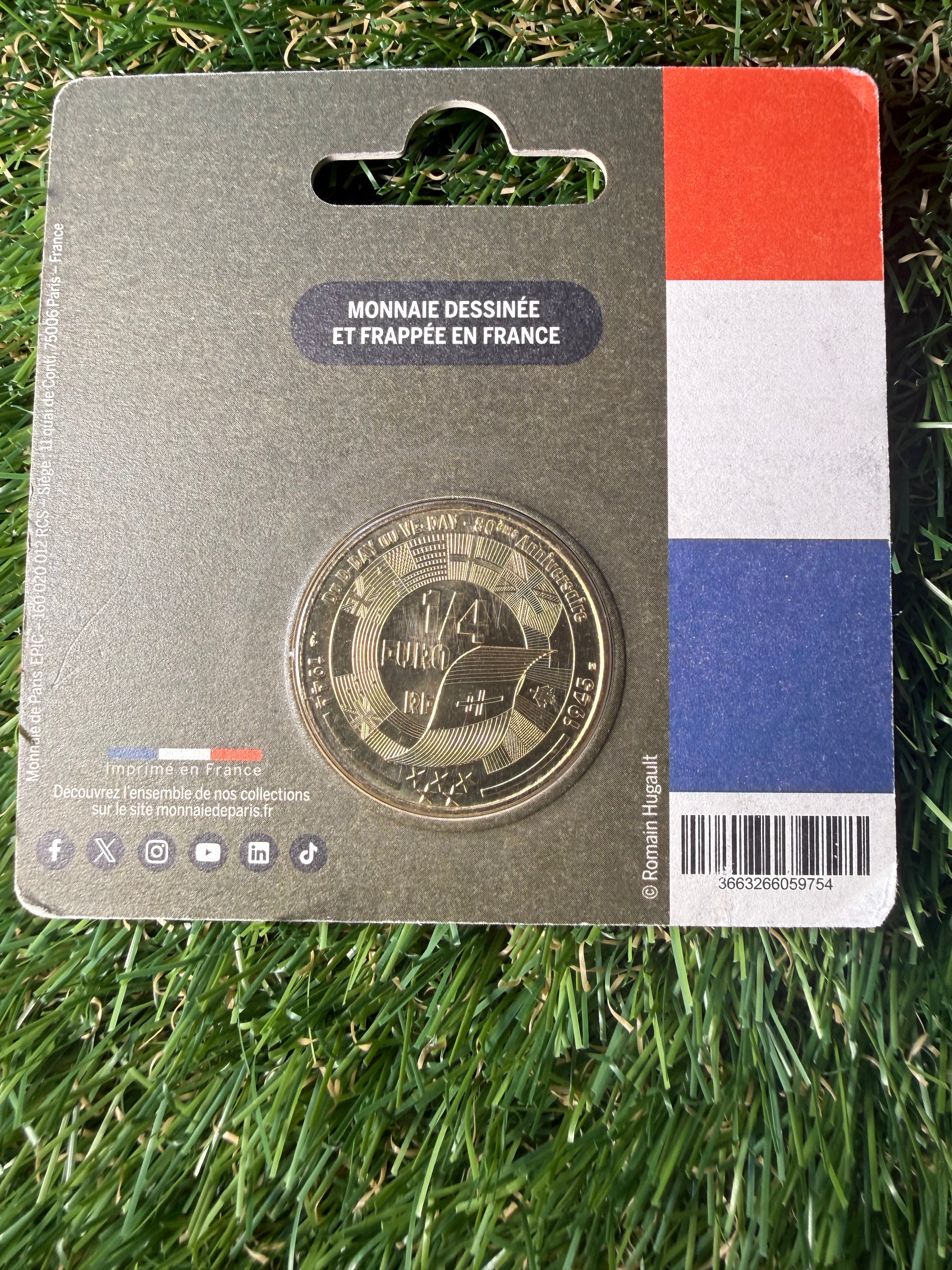 Monnaie De Paris 1/4 Euro D-Day VE Day 80th Anniversaries Coin Collection in Presentation Pack