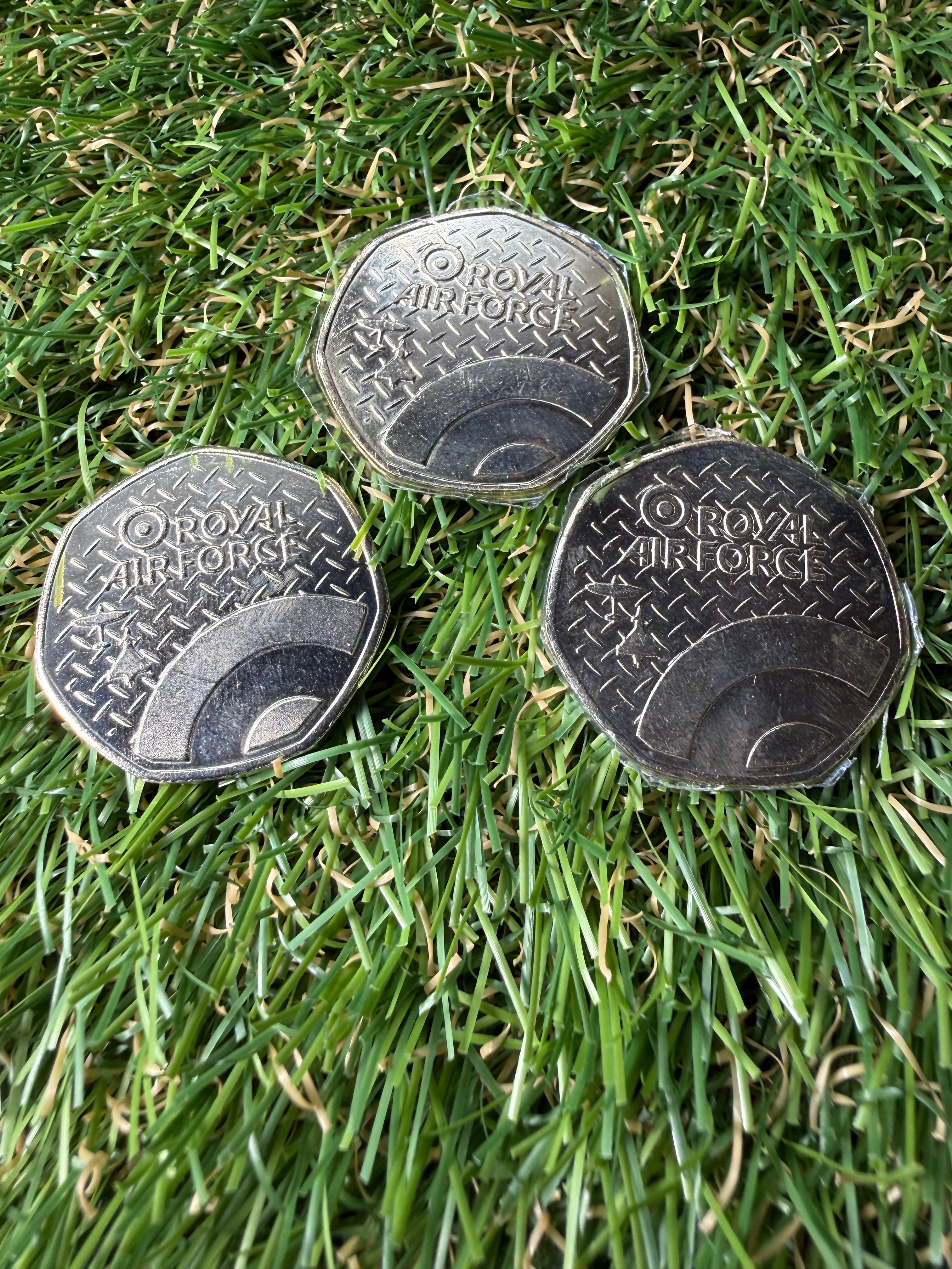 A collection of RAF aircraft coins / tokens celebrating the RAF’s 100th anniversary.