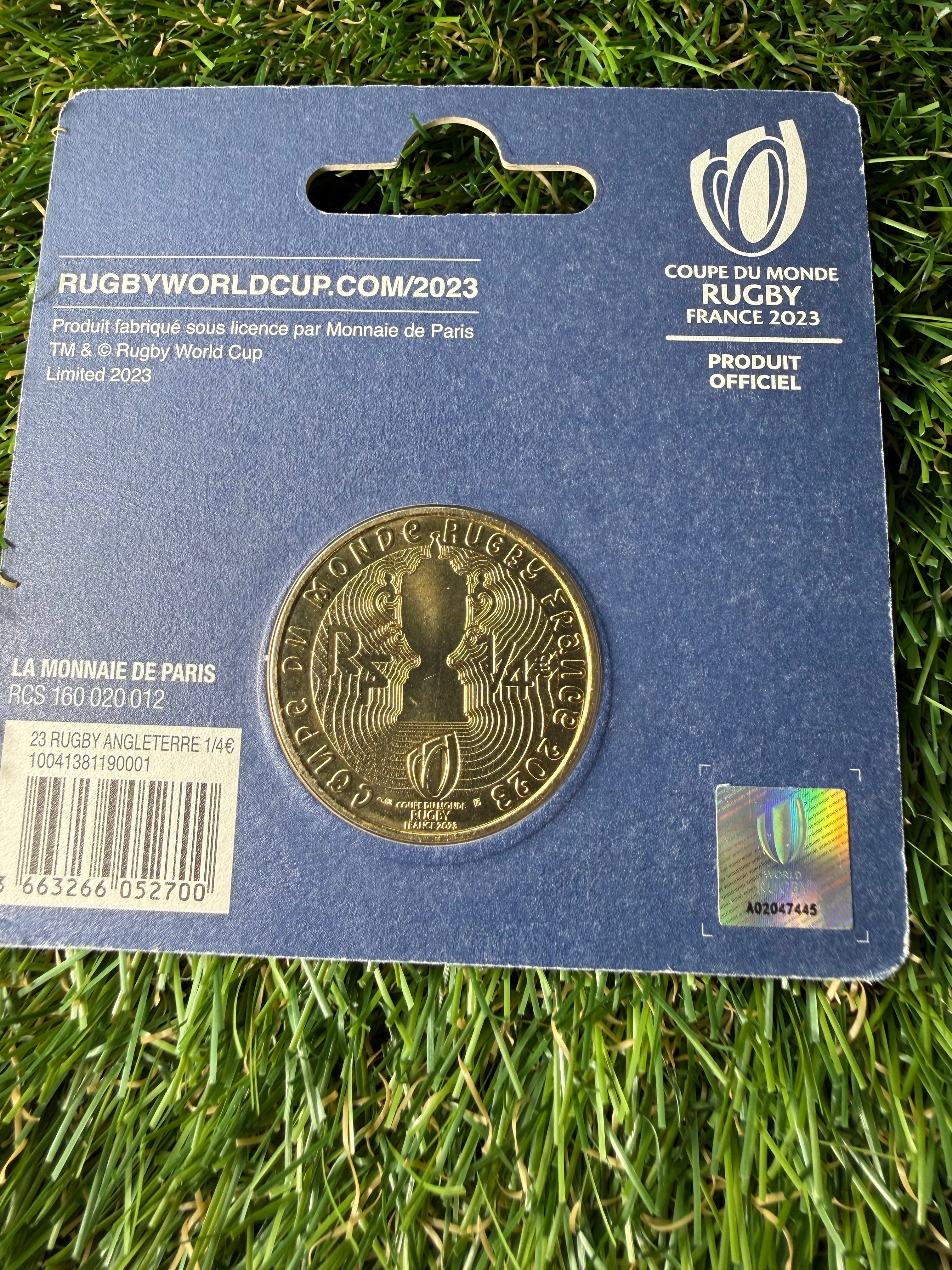 Official Monnaie de Paris 2023 Rugby World Cup England 1/4 Euro Coin in Blister Pack