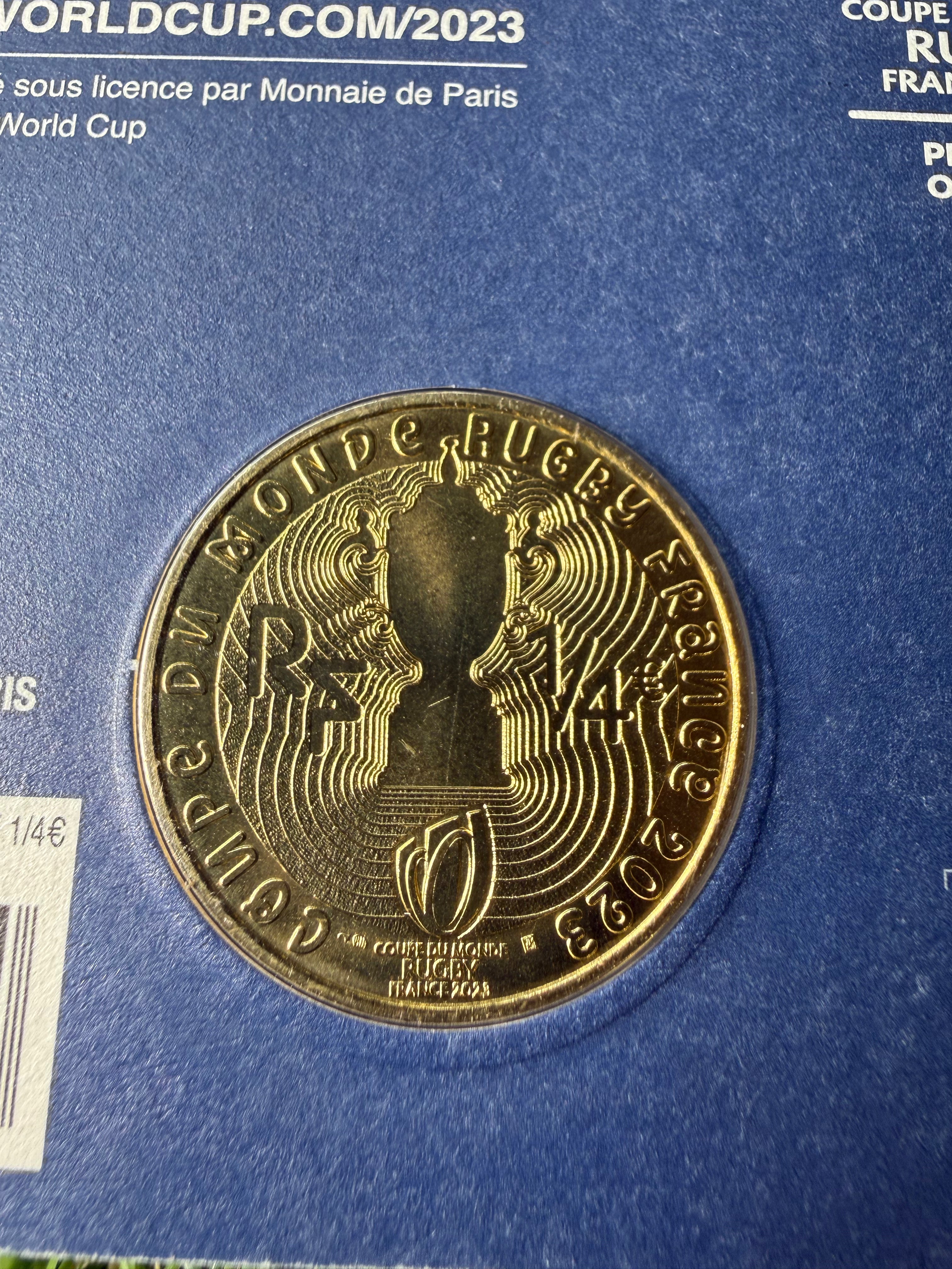 Official Monnaie de Paris 2023 Rugby World Cup England 1/4 Euro Coin in Blister Pack