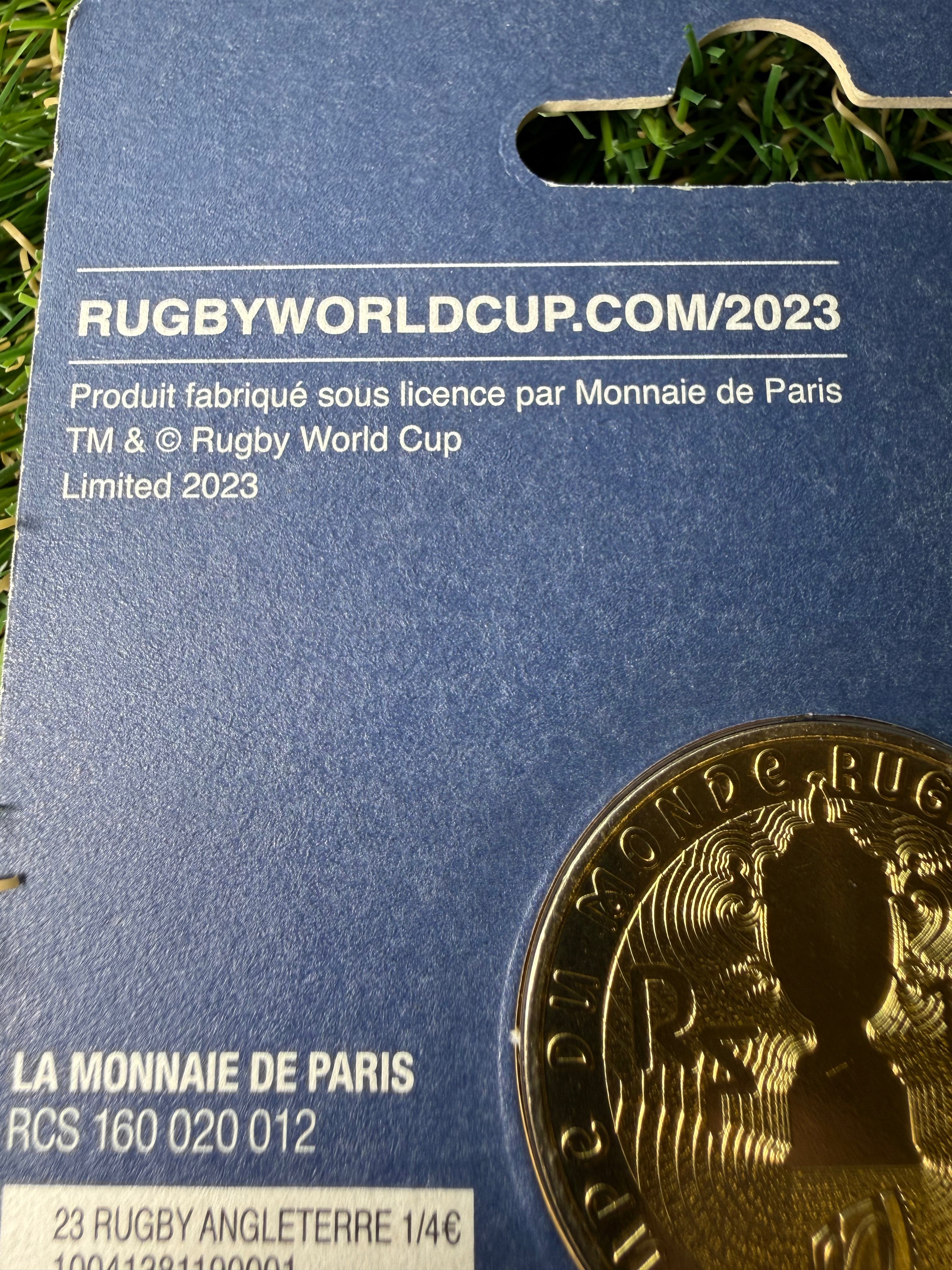 Official Monnaie de Paris 2023 Rugby World Cup England 1/4 Euro Coin in Blister Pack