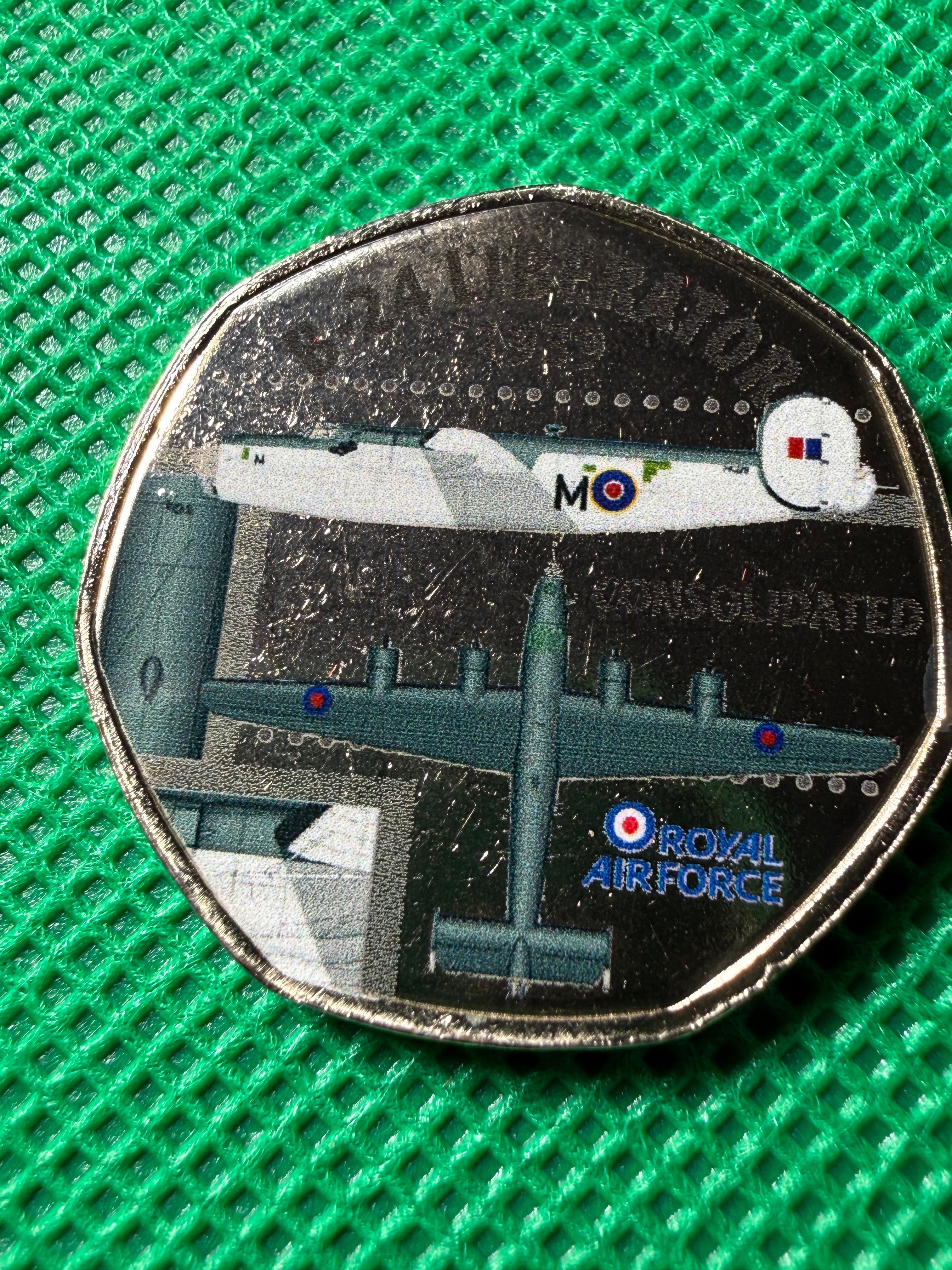 A collection of RAF aircraft coins / tokens celebrating the RAF’s 100th anniversary.