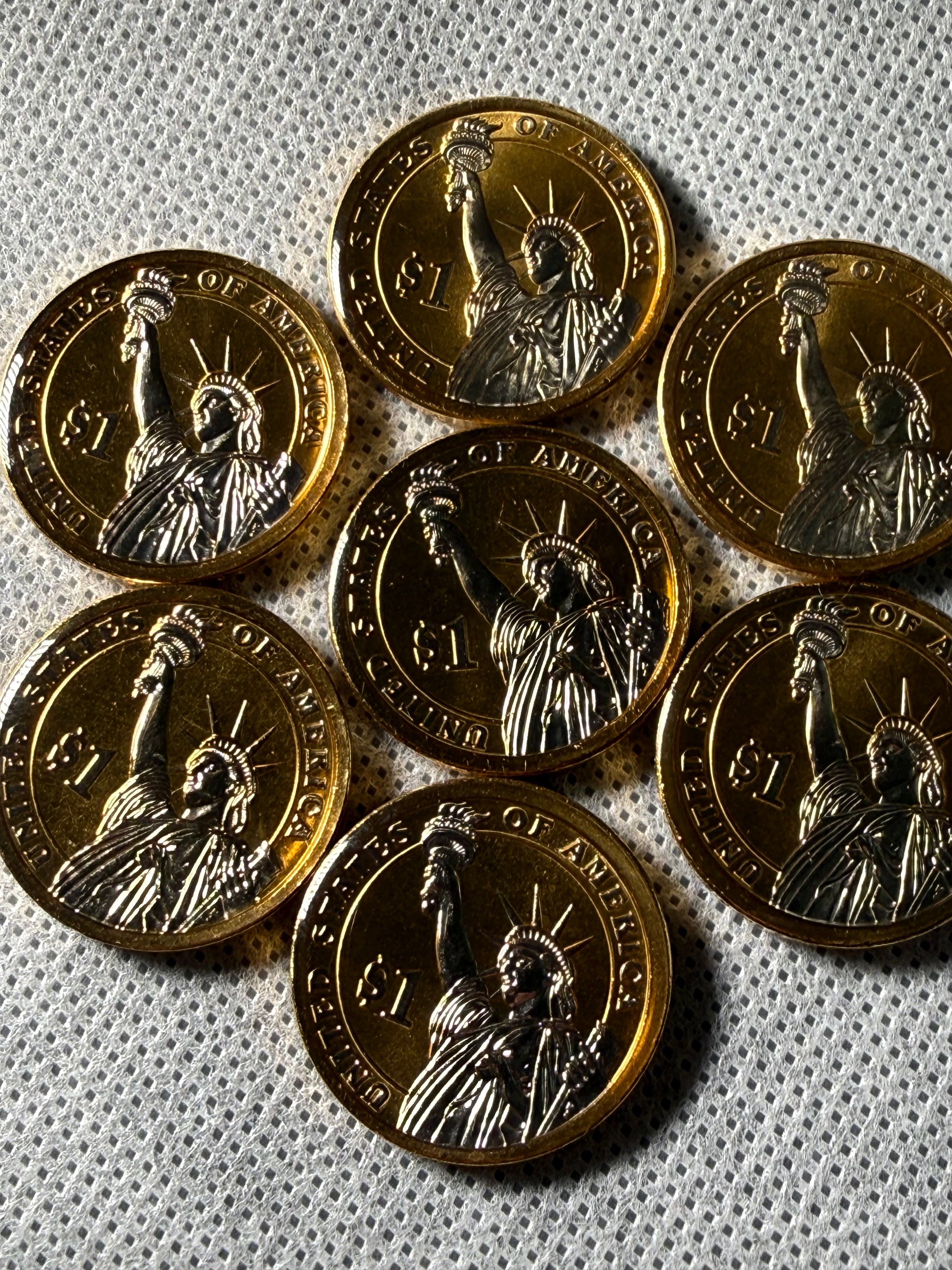 2012 24K Gold / 999 Silver Plated Lacquered Presidential Dollar Coins