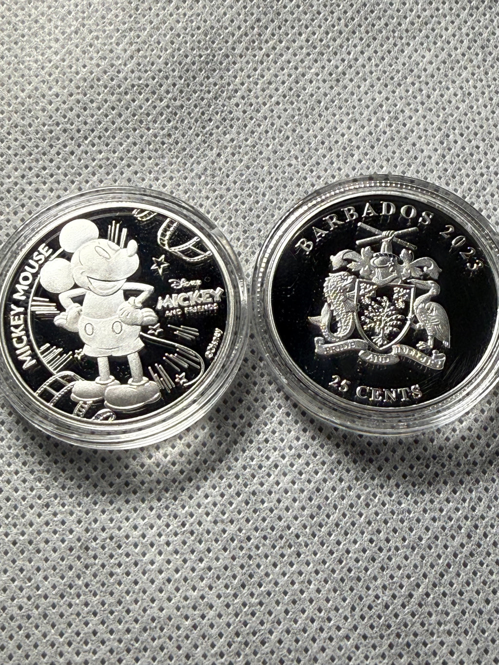 Mickey Mouse silver plated coin 25 cents 2023 Barbados