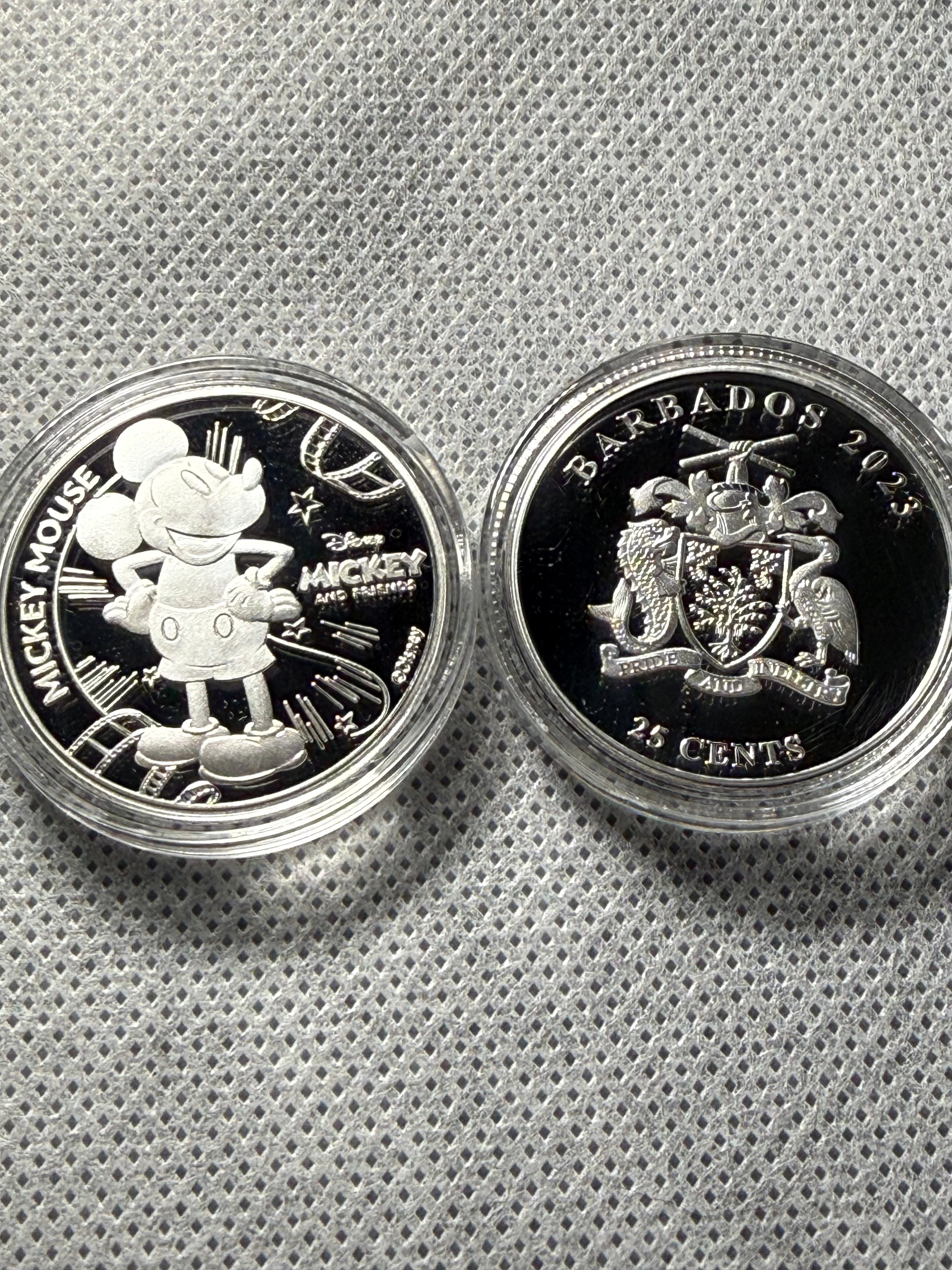 Mickey Mouse silver plated coin 25 cents 2023 Barbados