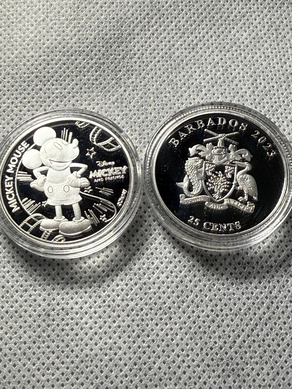Mickey Mouse silver plated coin 25 cents 2023 Barbados