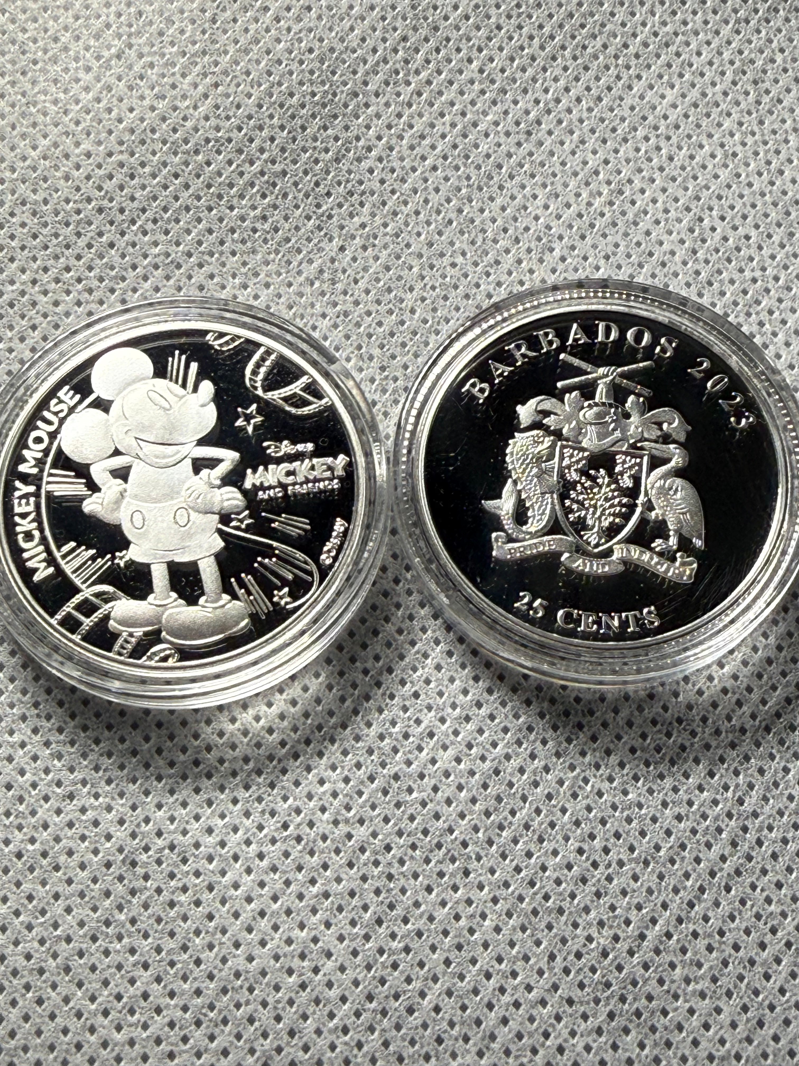 Mickey Mouse silver plated coin 25 cents 2023 Barbados