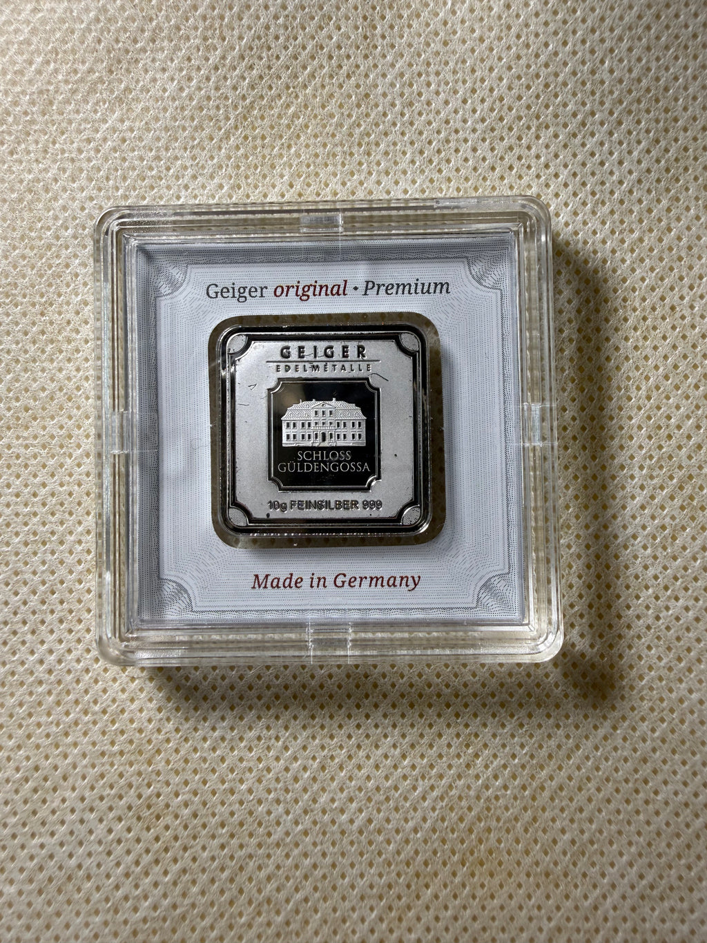 Geiger Edelmetalle - 10 Gram .999 Fine Silver Bar Ingot Sealed Assay Case COA