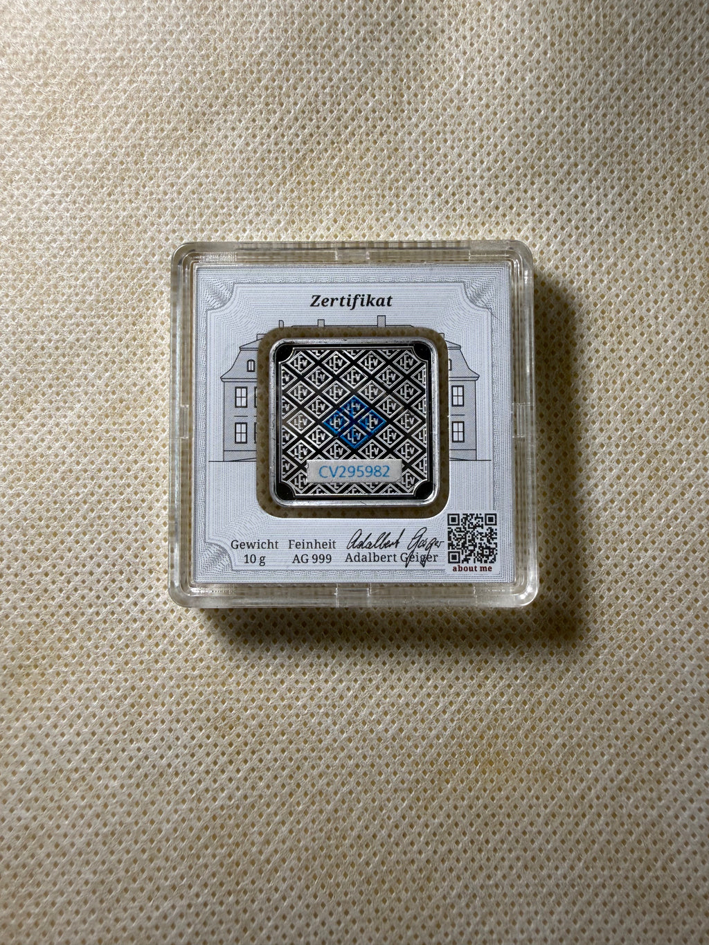 Geiger Edelmetalle - 10 Gram .999 Fine Silver Bar Ingot Sealed Assay Case COA