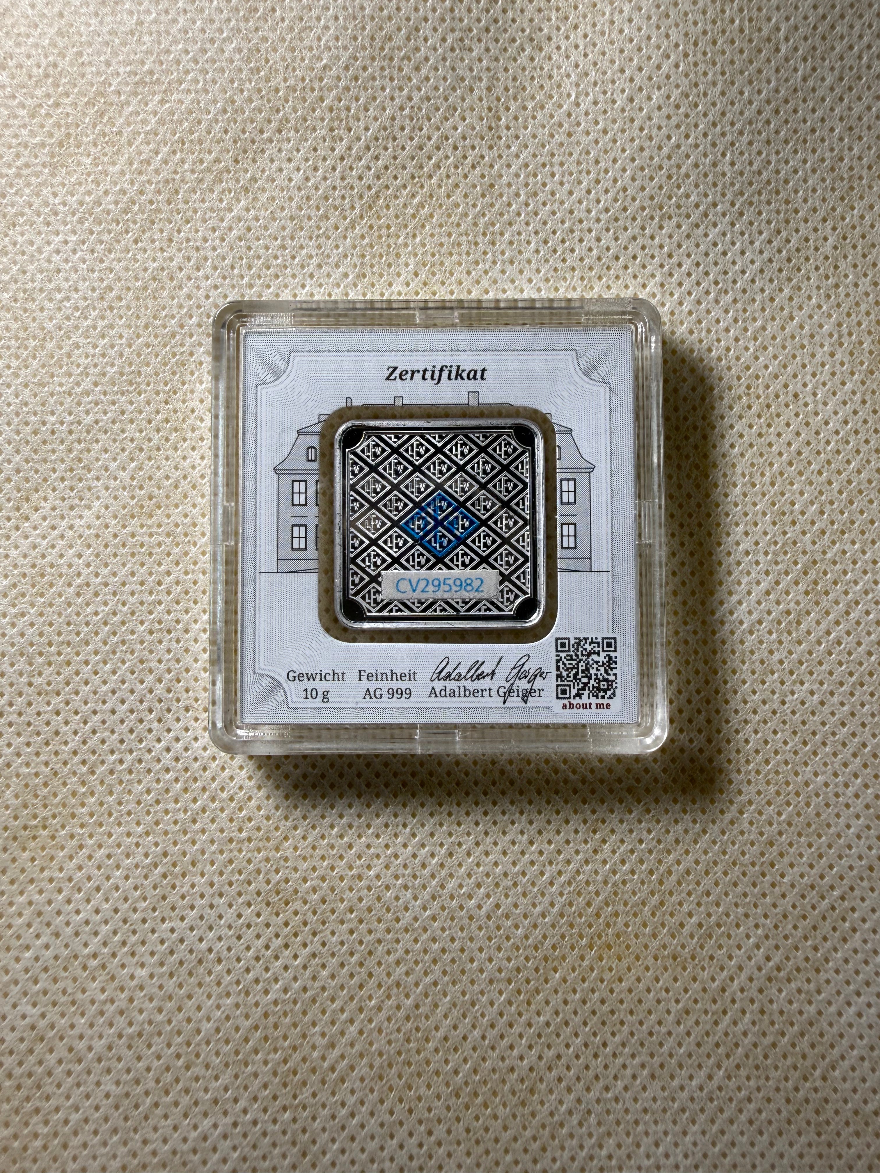 Geiger Edelmetalle - 10 Gram .999 Fine Silver Bar Ingot Sealed Assay Case COA