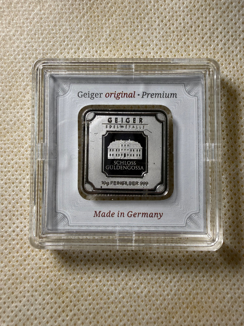 Geiger Edelmetalle - 10 Gram .999 Fine Silver Bar Ingot Sealed Assay Case COA