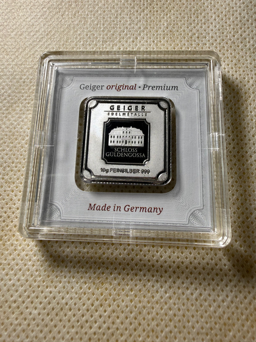 Geiger Edelmetalle - 10 Gram .999 Fine Silver Bar Ingot Sealed Assay Case COA