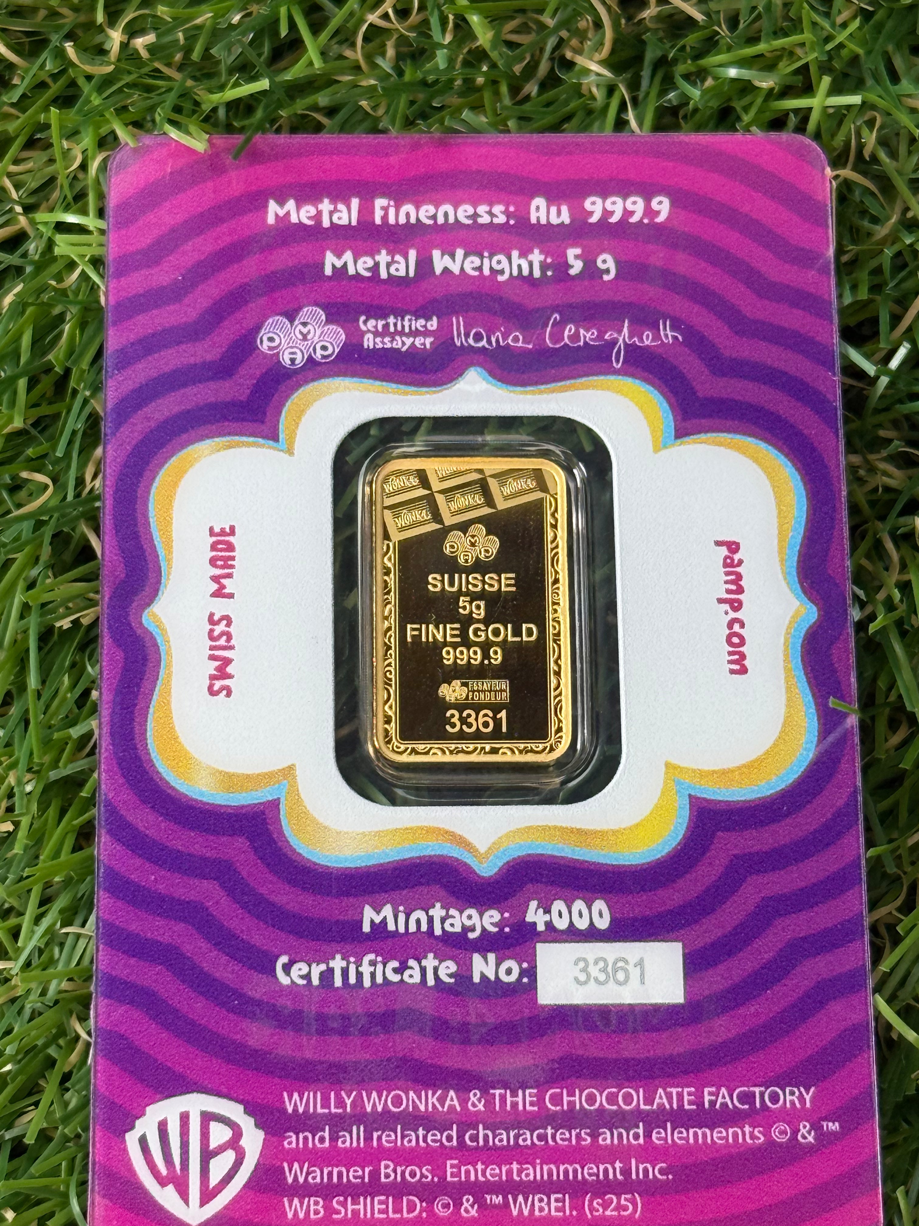 5 Gram fine 999.9 Gold Bar in Assay - Various Designs Available