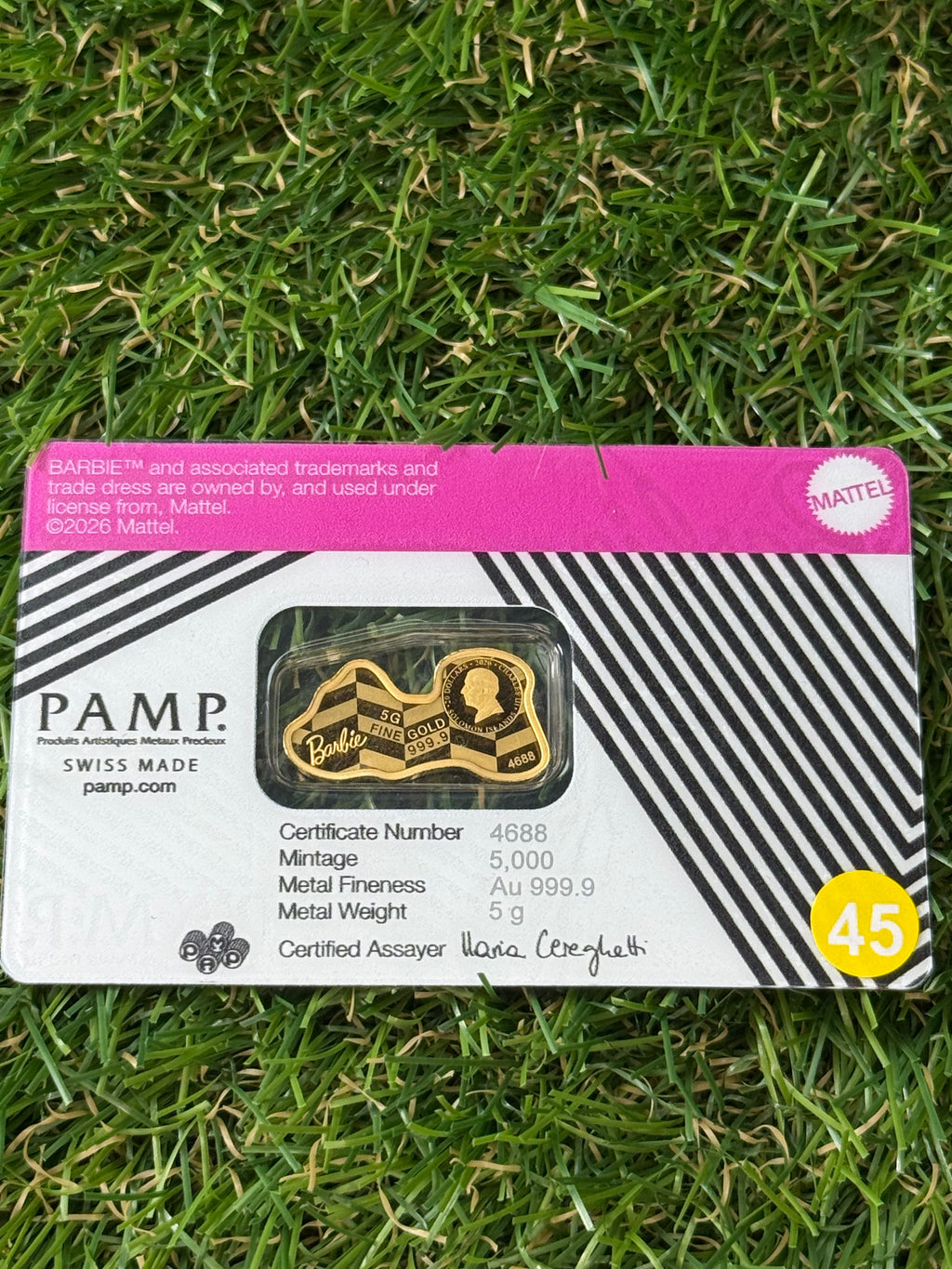 5 Gram fine 999.9 Gold Bar in Assay - Various Designs Available