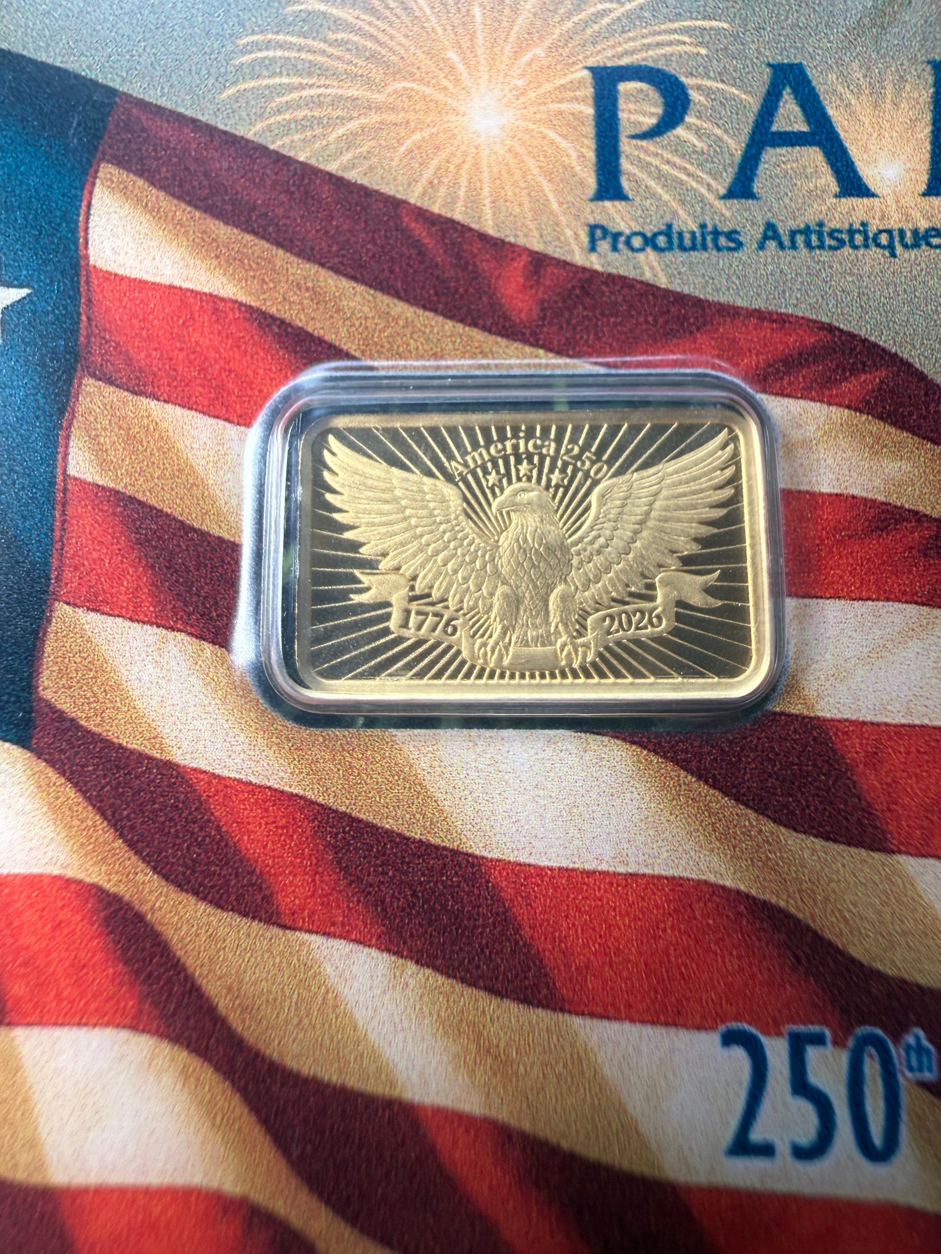 PAMP 250th Anniversary of the USA 2.5 gram Fine 999.9 Gold Bar in Assay