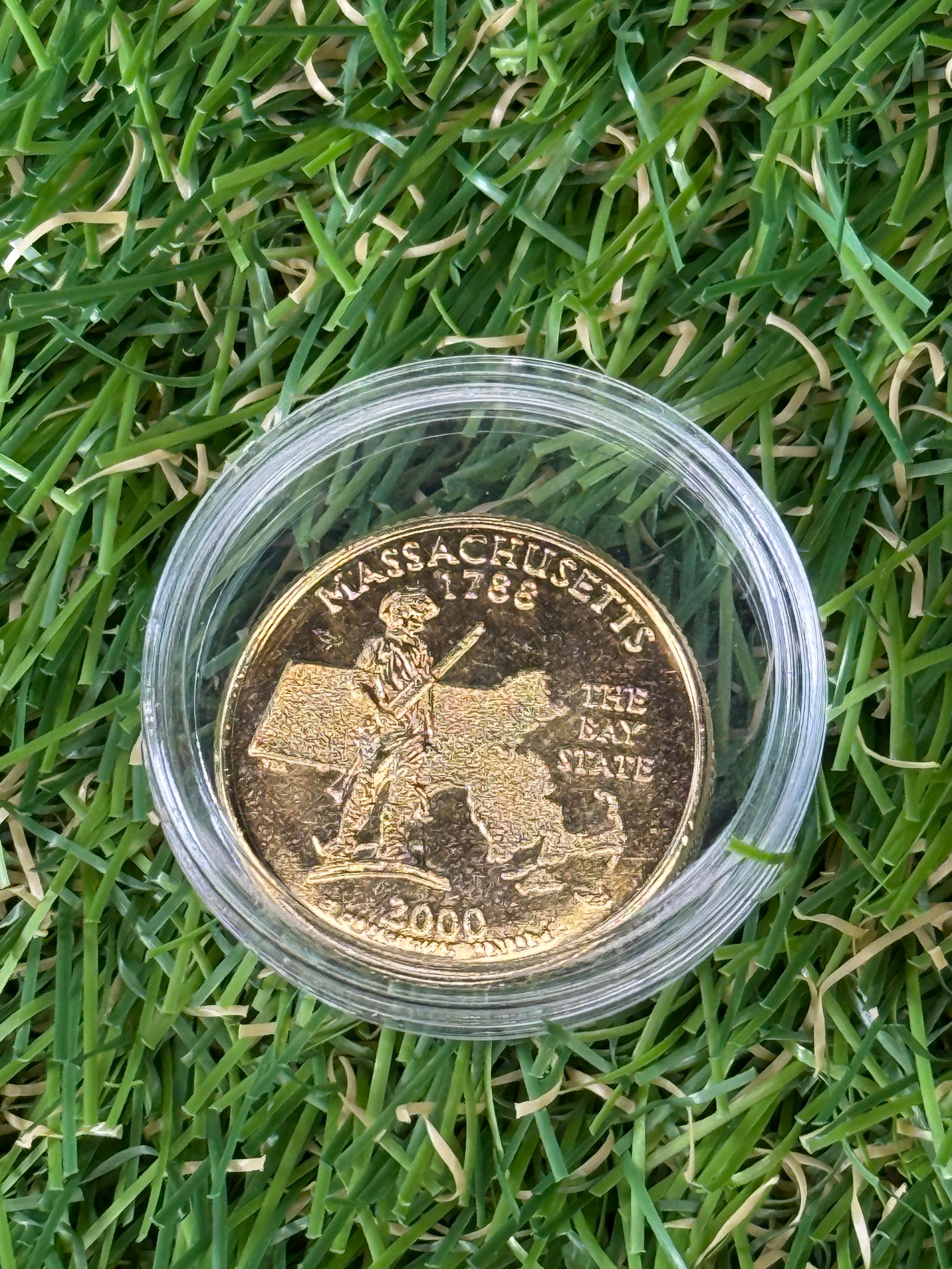 1999 - 2009 US States Quarter Dollar P or D Mint Mark Gold Coloured Coin - Various States Available