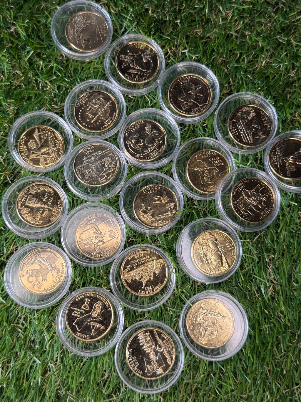 1999 - 2009 US States Quarter Dollar P or D Mint Mark Gold Coloured Coin - Various States Available