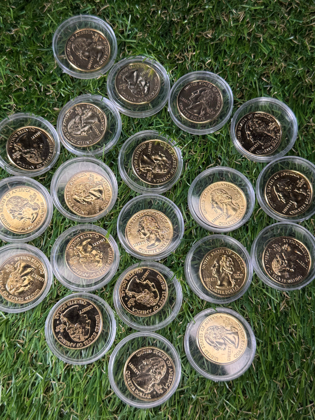 1999 - 2009 US States Quarter Dollar P or D Mint Mark Gold Coloured Coin - Various States Available