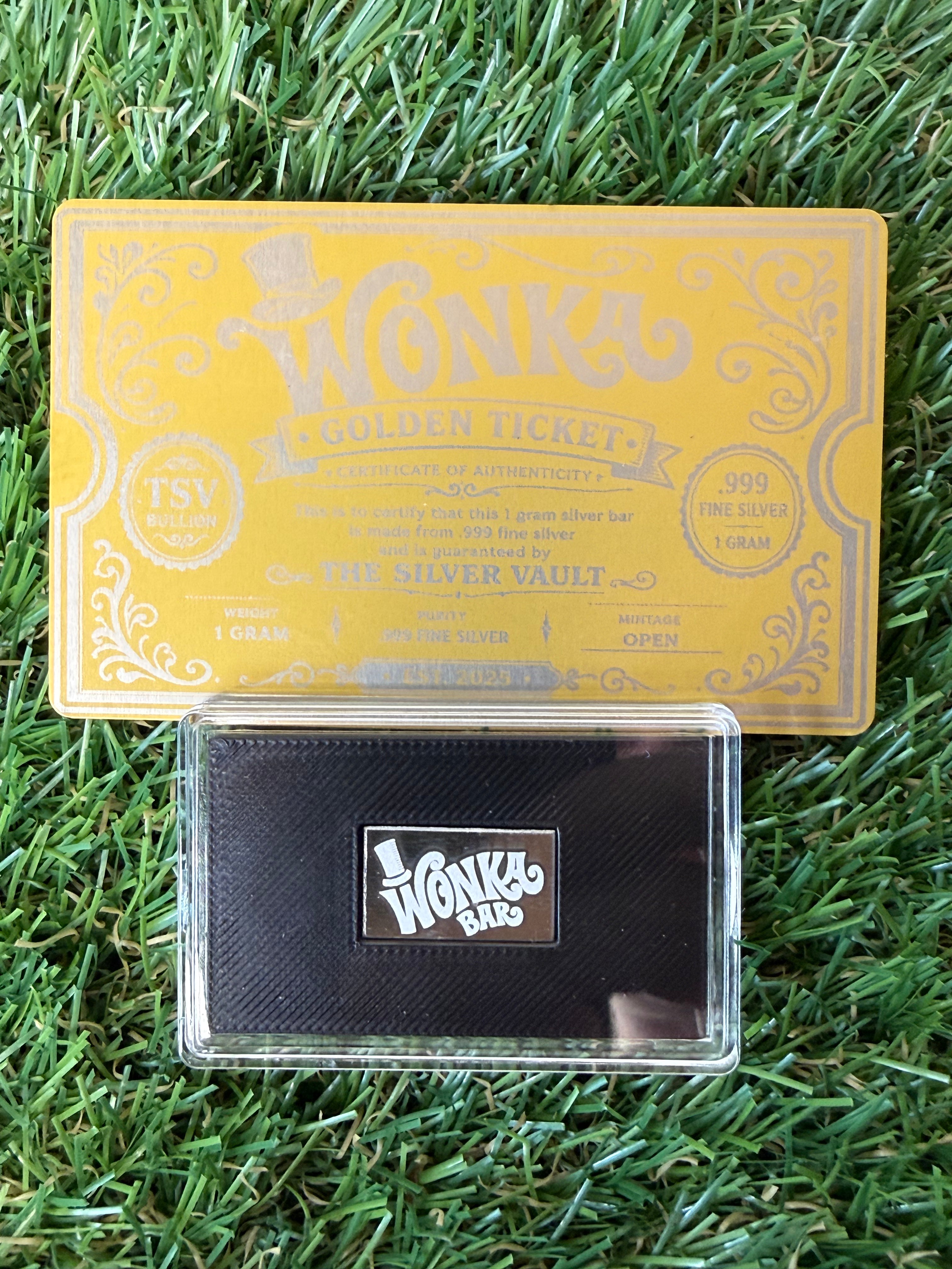 Wonka Bar 1 Gram 999 Fine Silver Bar in capsule with COA