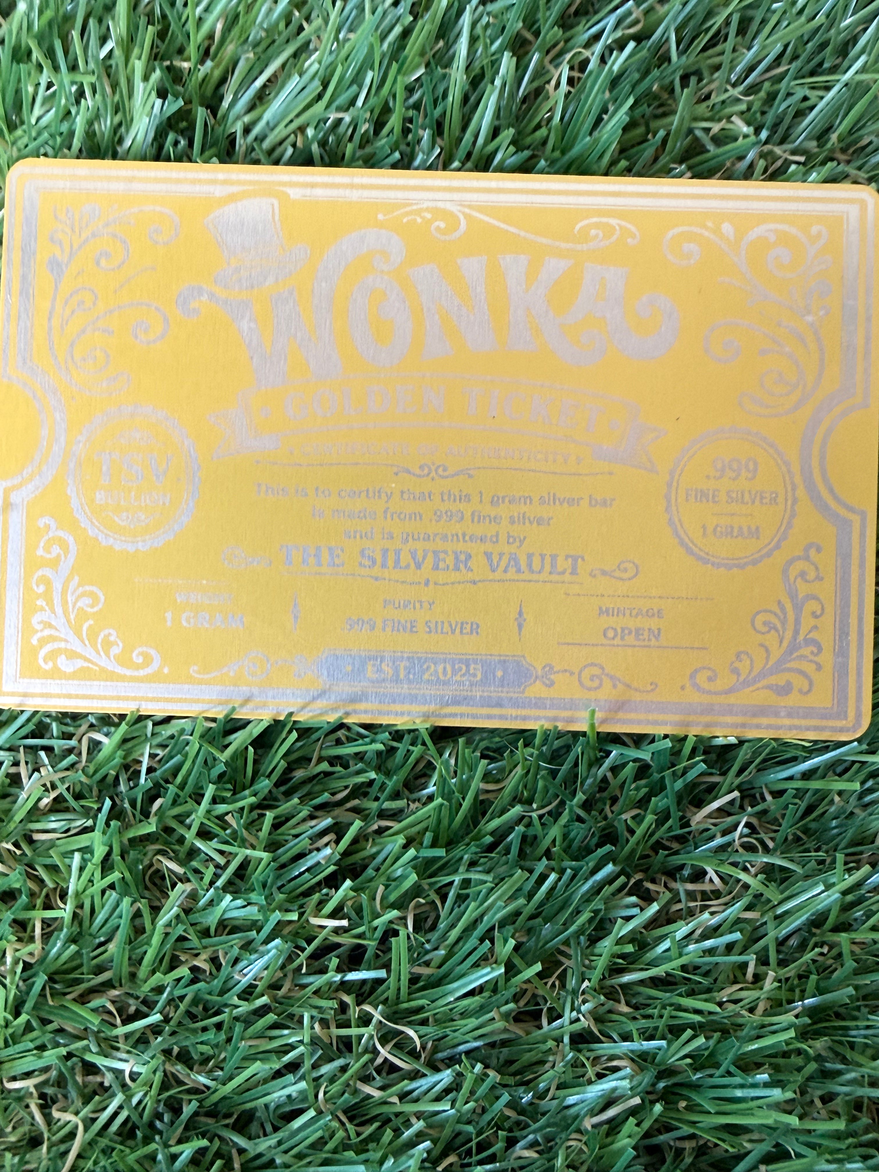 Wonka Bar 1 Gram 999 Fine Silver Bar in capsule with COA