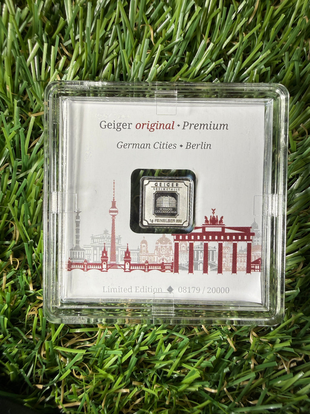 Geiger 1 gram Fine Silver Bar in Protective Capsule - Rare Limited Edition - Berlin