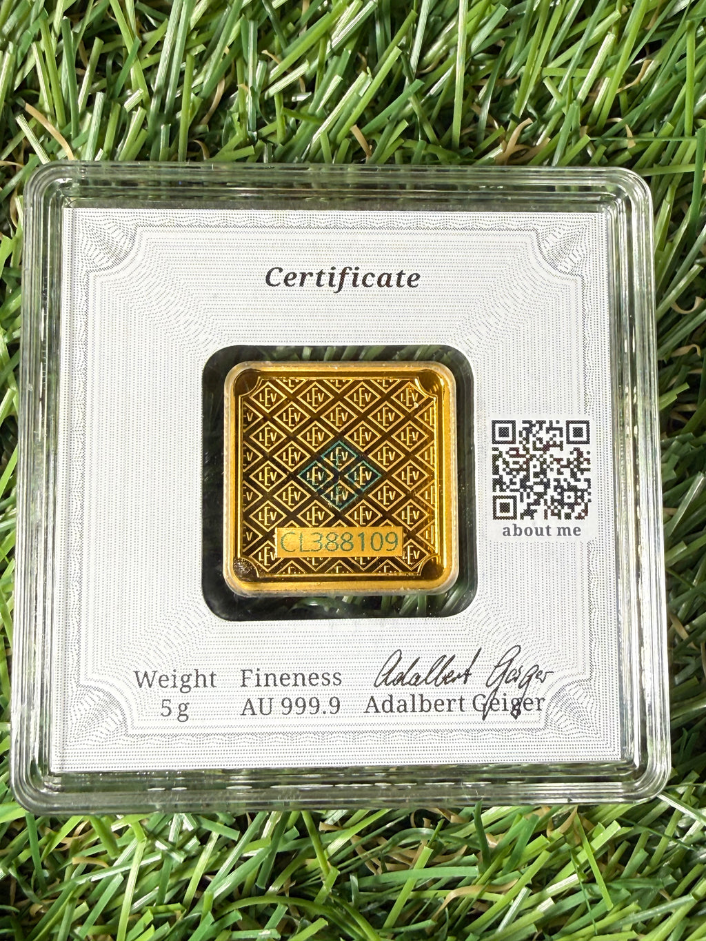 Geiger 5 gram Fine Gold Bar in Protective Case limited edition 096/500