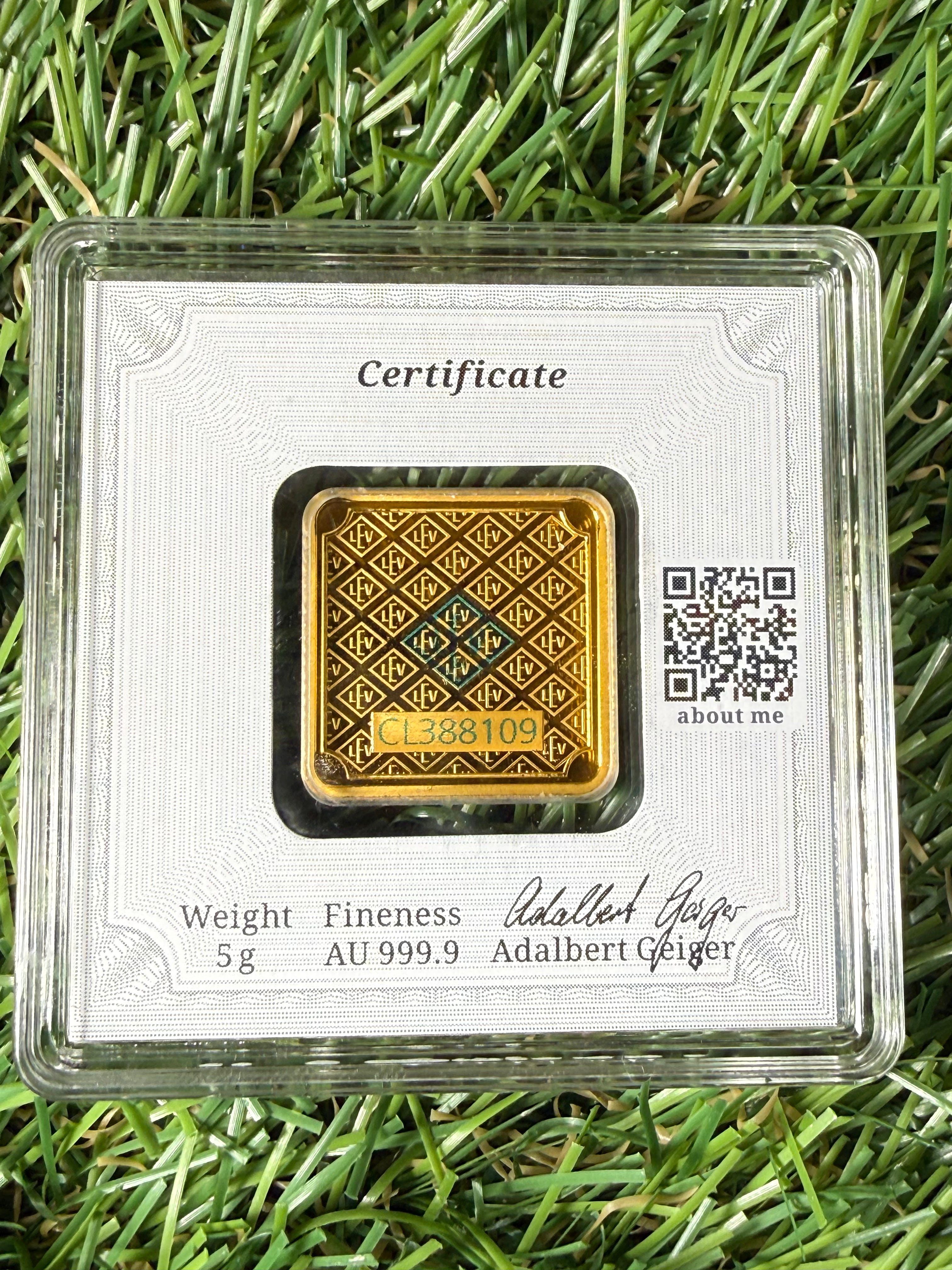 Geiger 5 gram Fine Gold Bar in Protective Case limited edition 096/500
