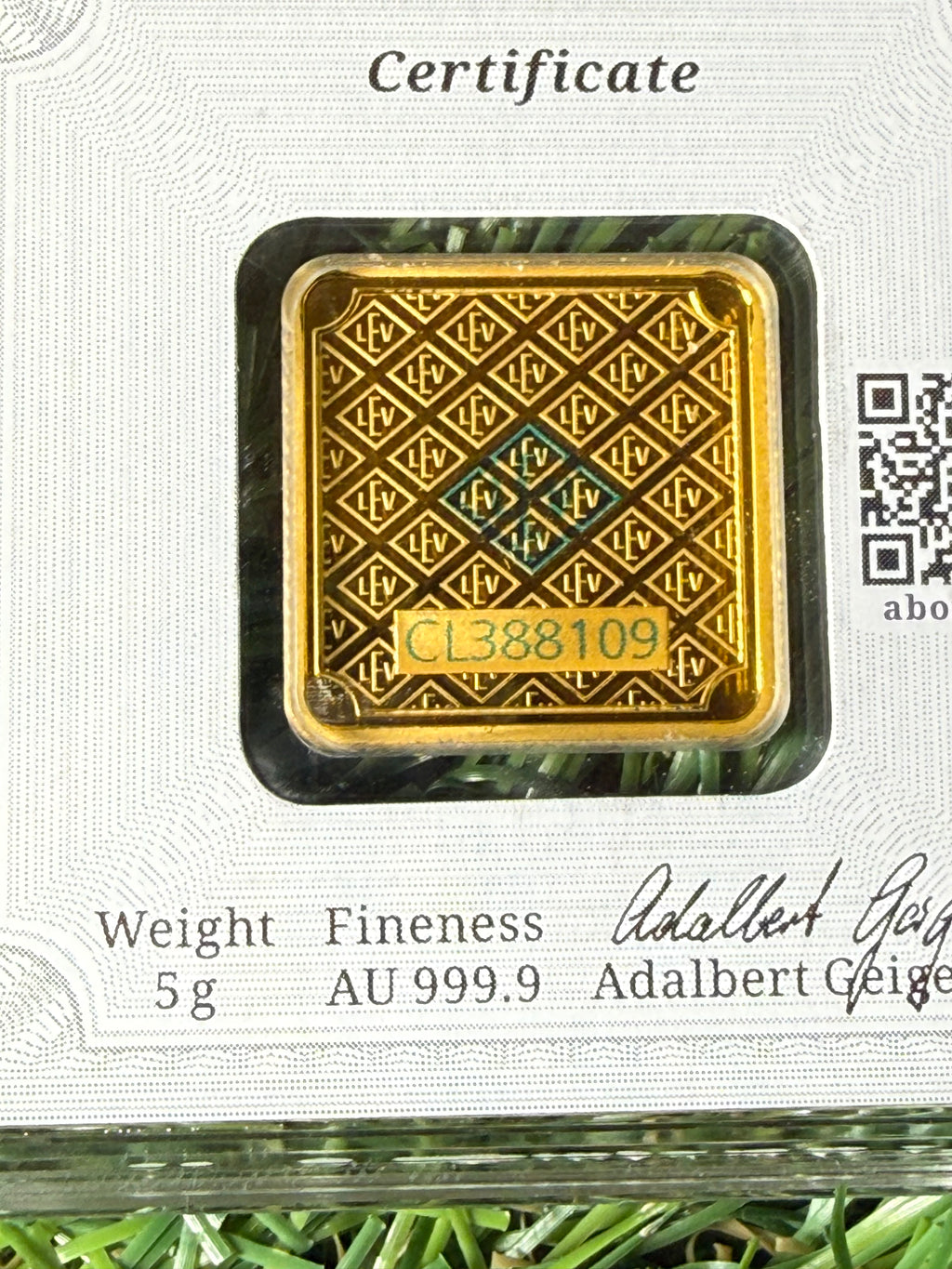 Geiger 5 gram Fine Gold Bar in Protective Case limited edition 096/500