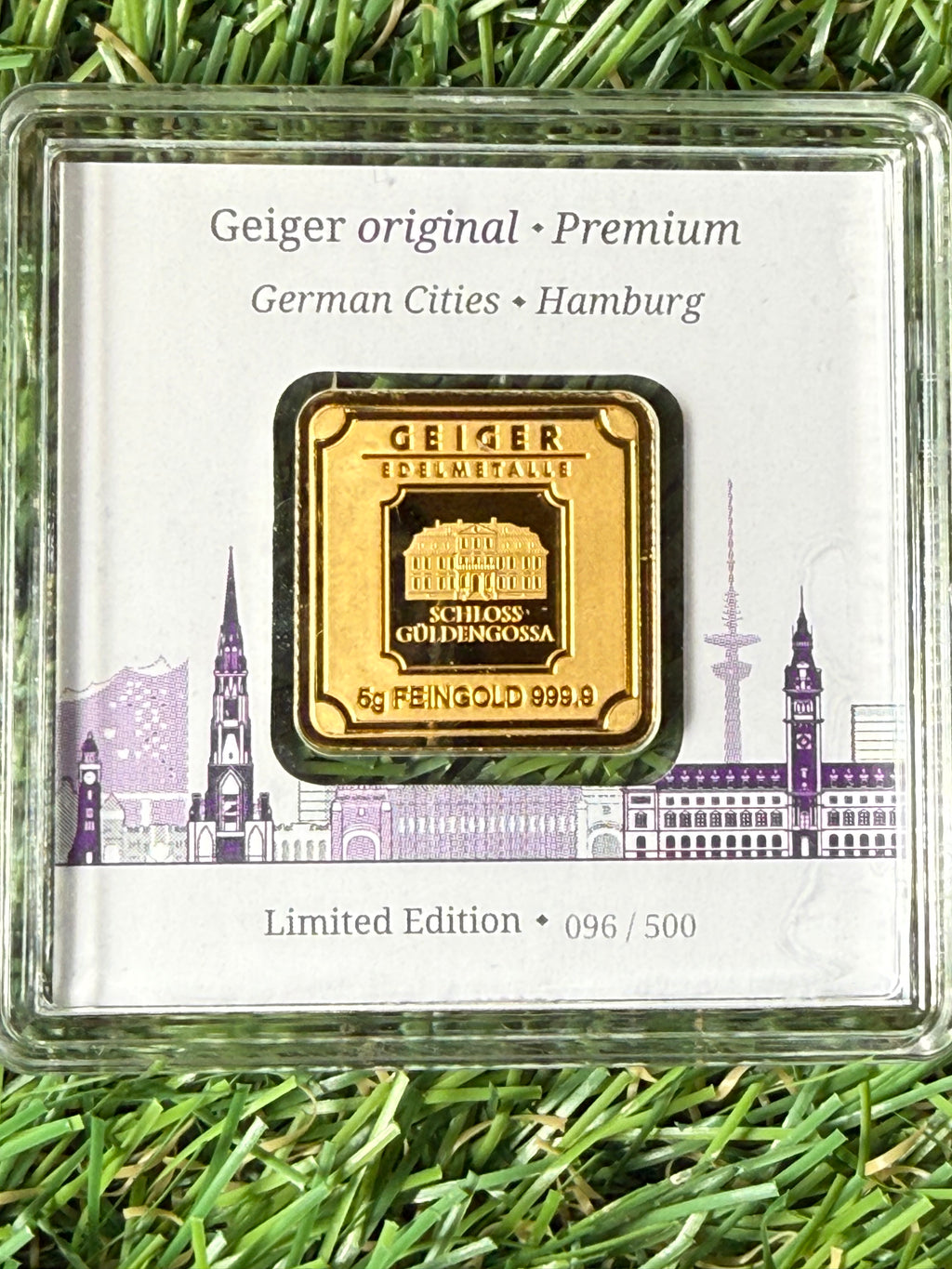 Geiger 5 gram Fine Gold Bar in Protective Case limited edition 096/500