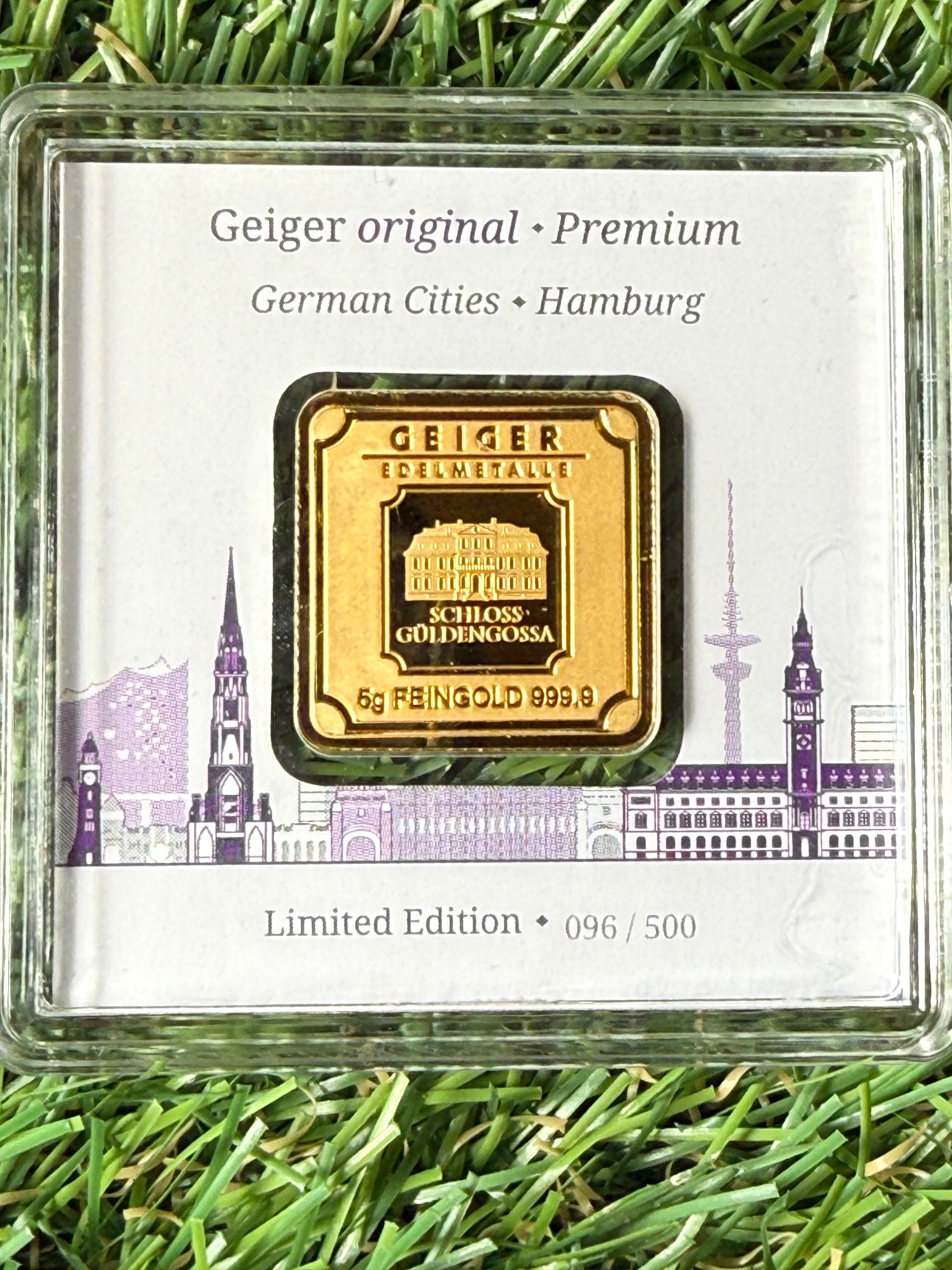 Geiger 5 gram Fine Gold Bar in Protective Case limited edition 096/500