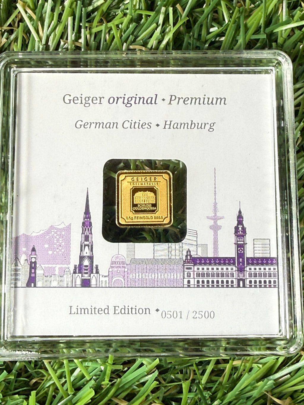 Geiger 0.5 gram Fine Gold Bar in Protective Case limited edition 501/2500