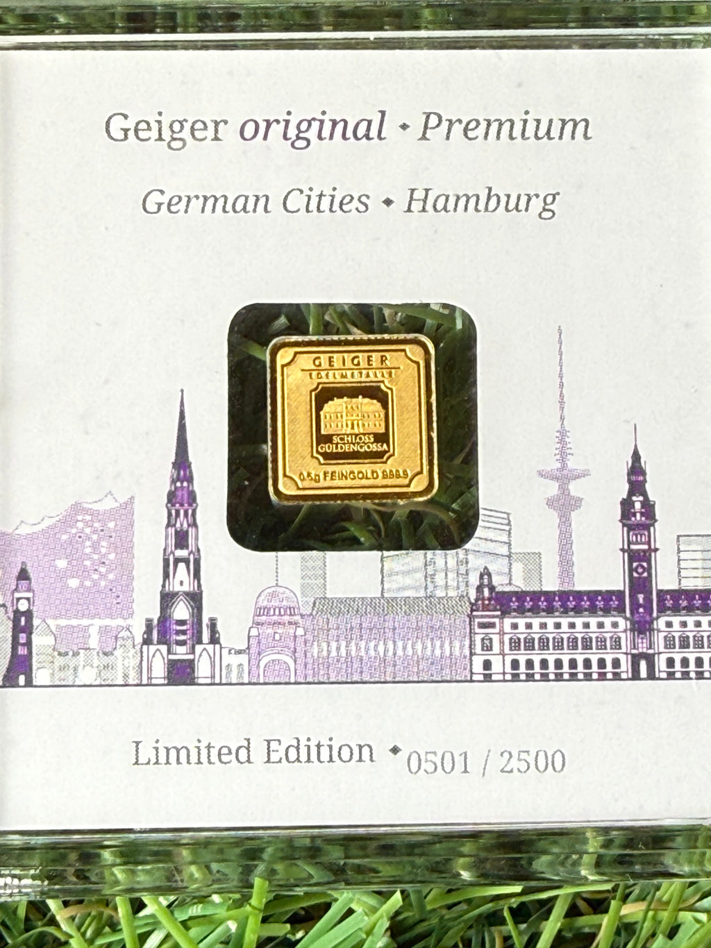 Geiger 0.5 gram Fine Gold Bar in Protective Case limited edition 501/2500
