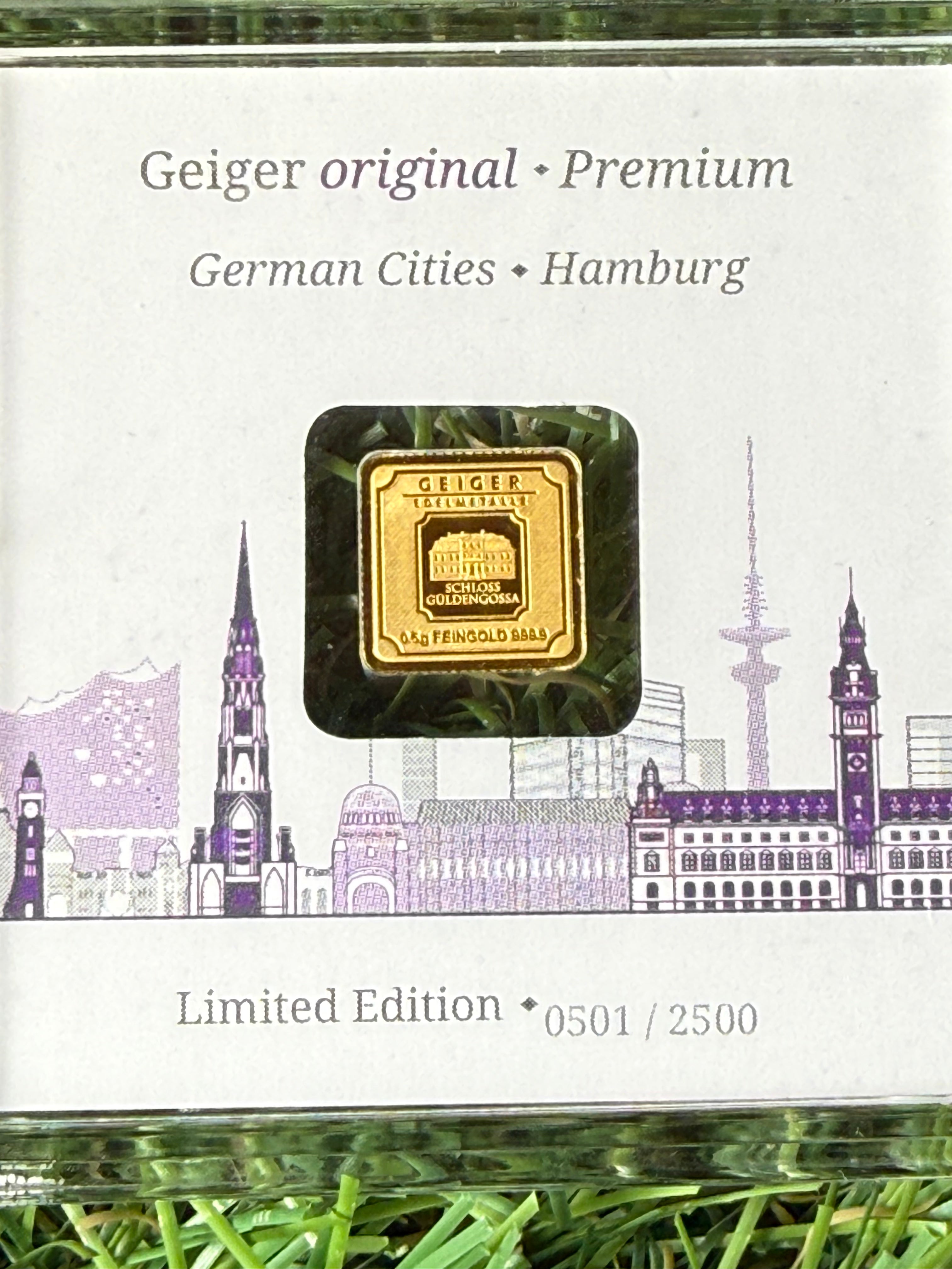 Geiger 0.5 gram Fine Gold Bar in Protective Case limited edition 501/2500