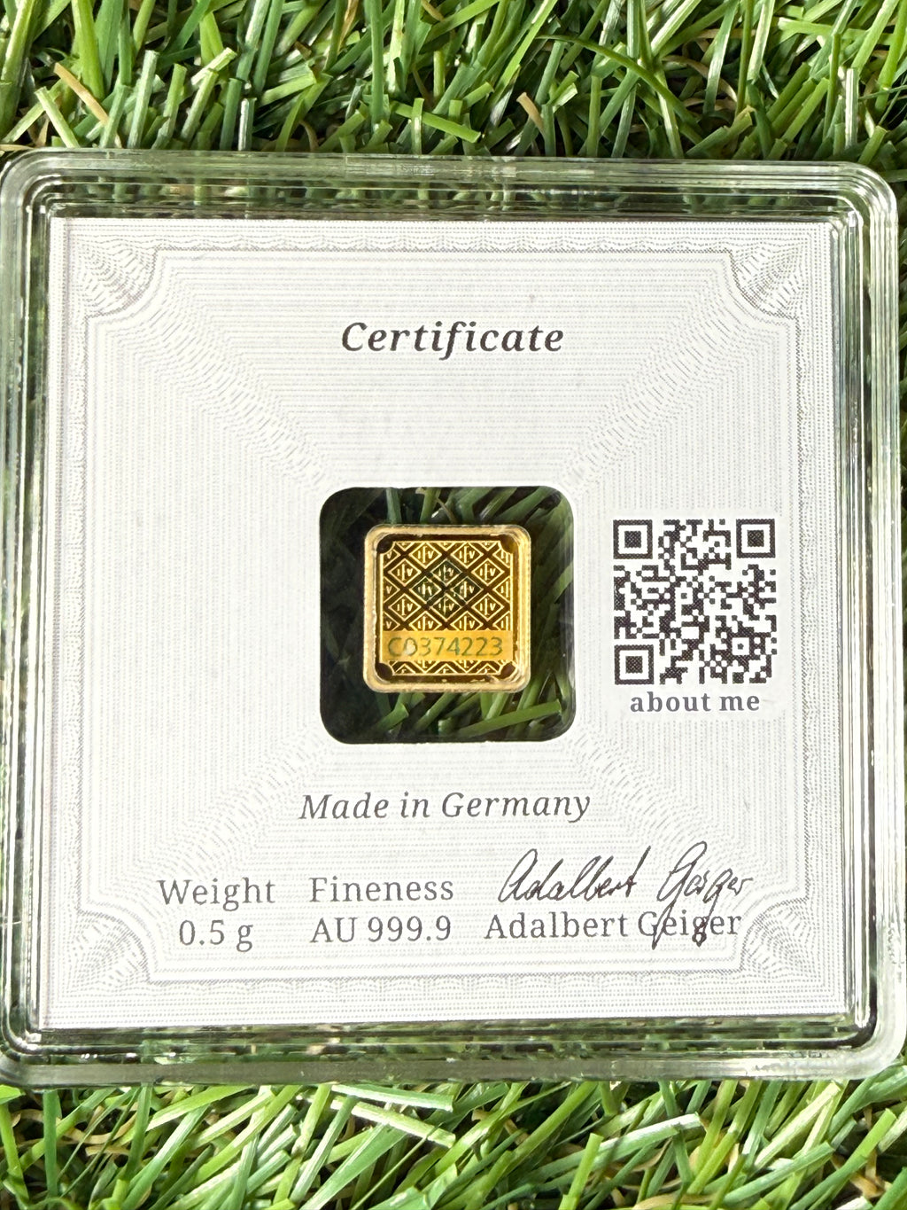Geiger 0.5 gram Fine Gold Bar in Protective Case limited edition 501/2500